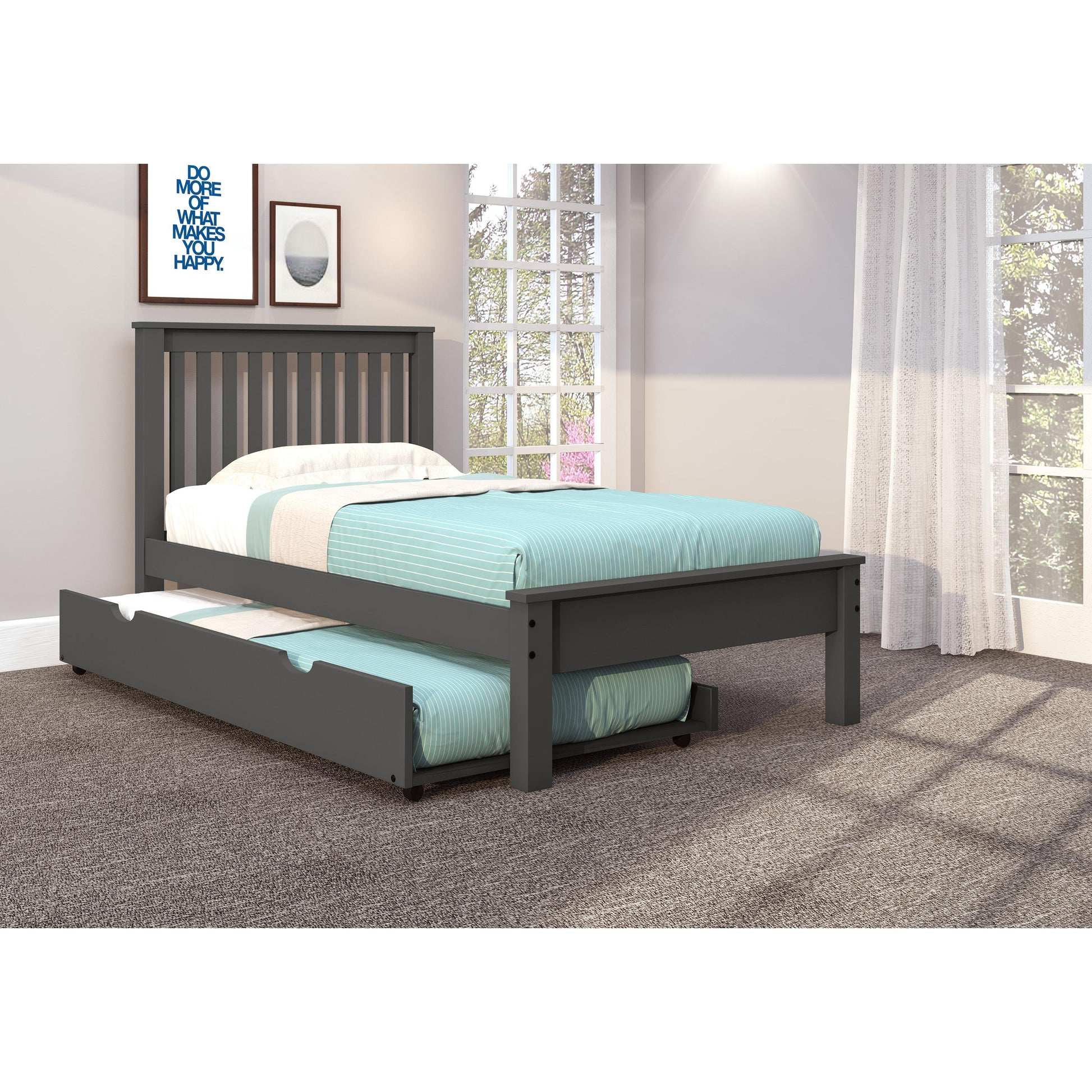  Donco Trading Company Contempo Mission 500-TDG_503-BK Twin Bed with Twin Black Trundle - Greys/White IMAGE 2