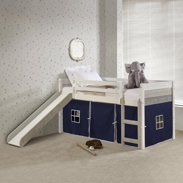  Donco Trading Company 5000-ATGW_750C-TB Panel Twin Low Loft with Slide & Tent - Dark Cappuccino IMAGE 1