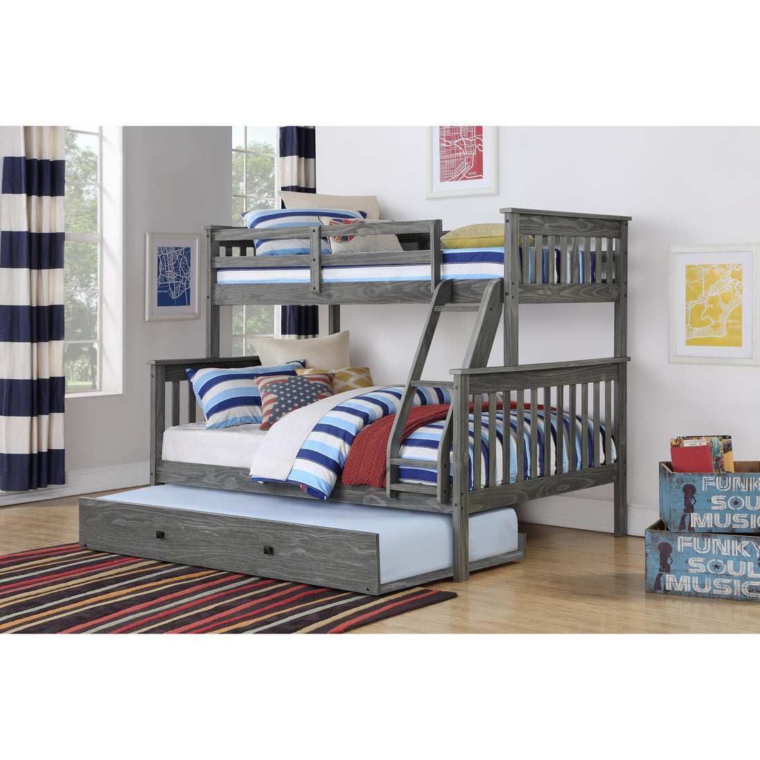 Donco Trading Company 503-BG Brushed Twin Trundle Bed - Brushed Grey IMAGE 1
