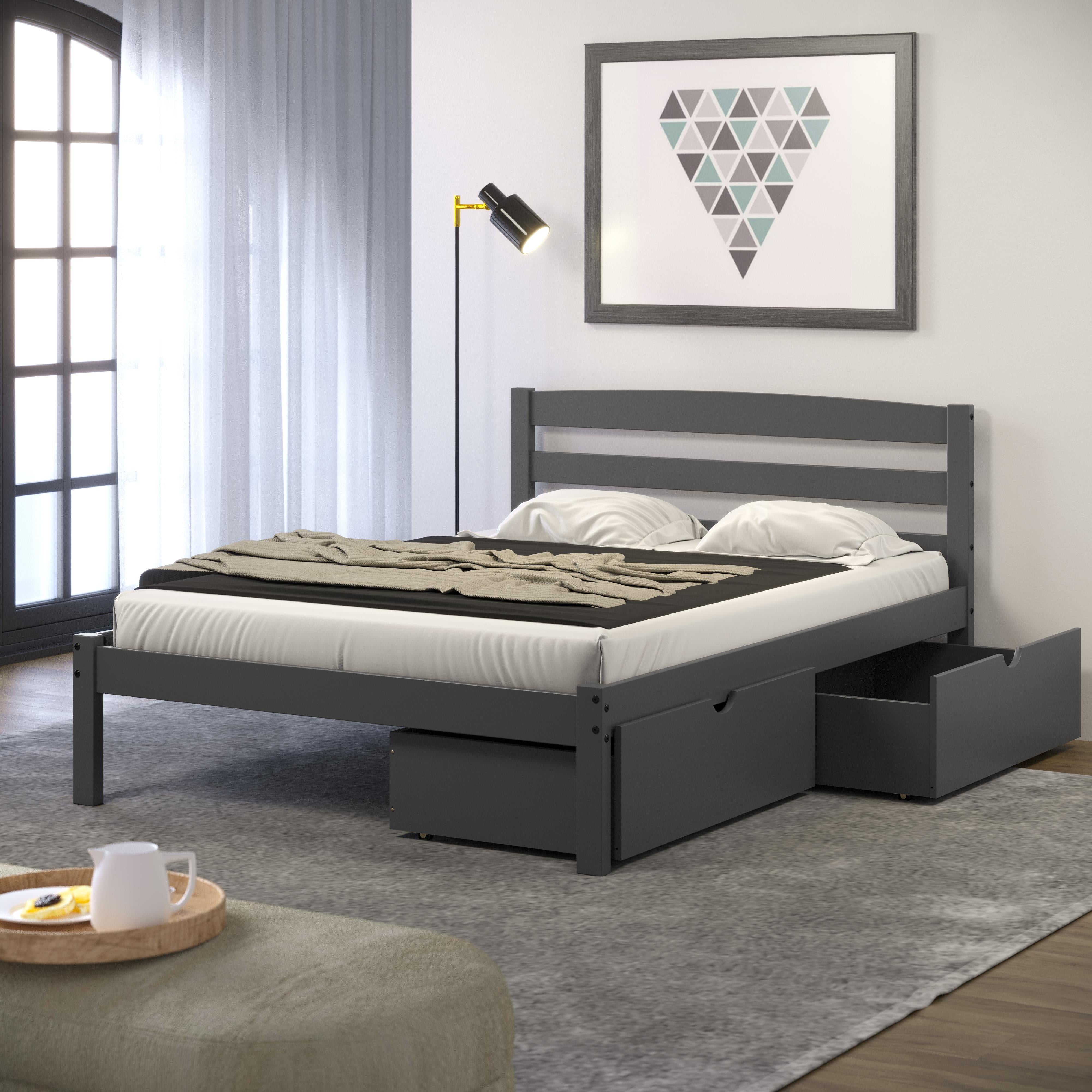  Donco Trading Company Econo Scandinavian 575-FDG_505-DG Full Bed with Drawers - Dark Grey IMAGE 2