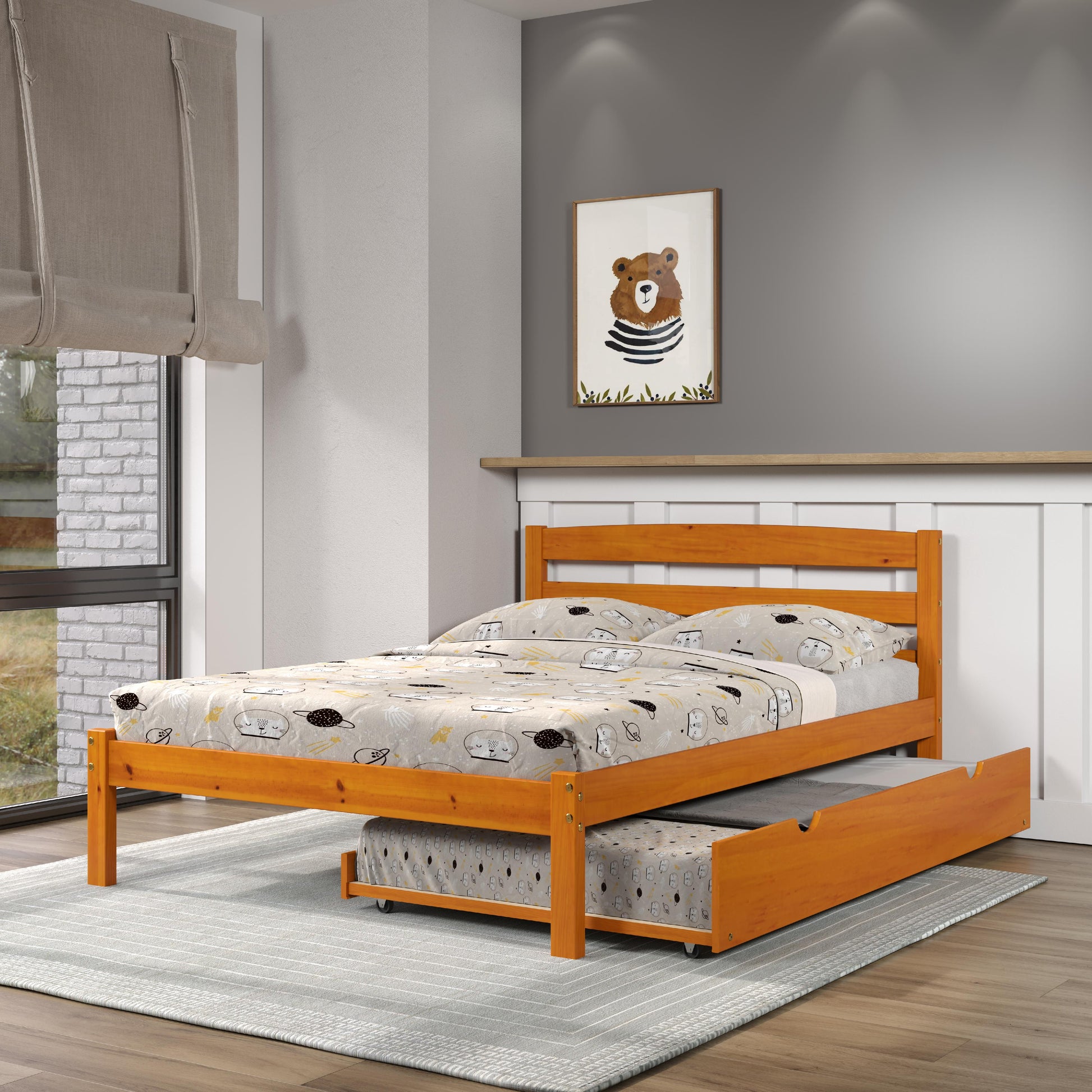  Donco Trading Company Econo Scandinavian 575-FH_503-H Full Bed with Twin Trundle - Honey IMAGE 2
