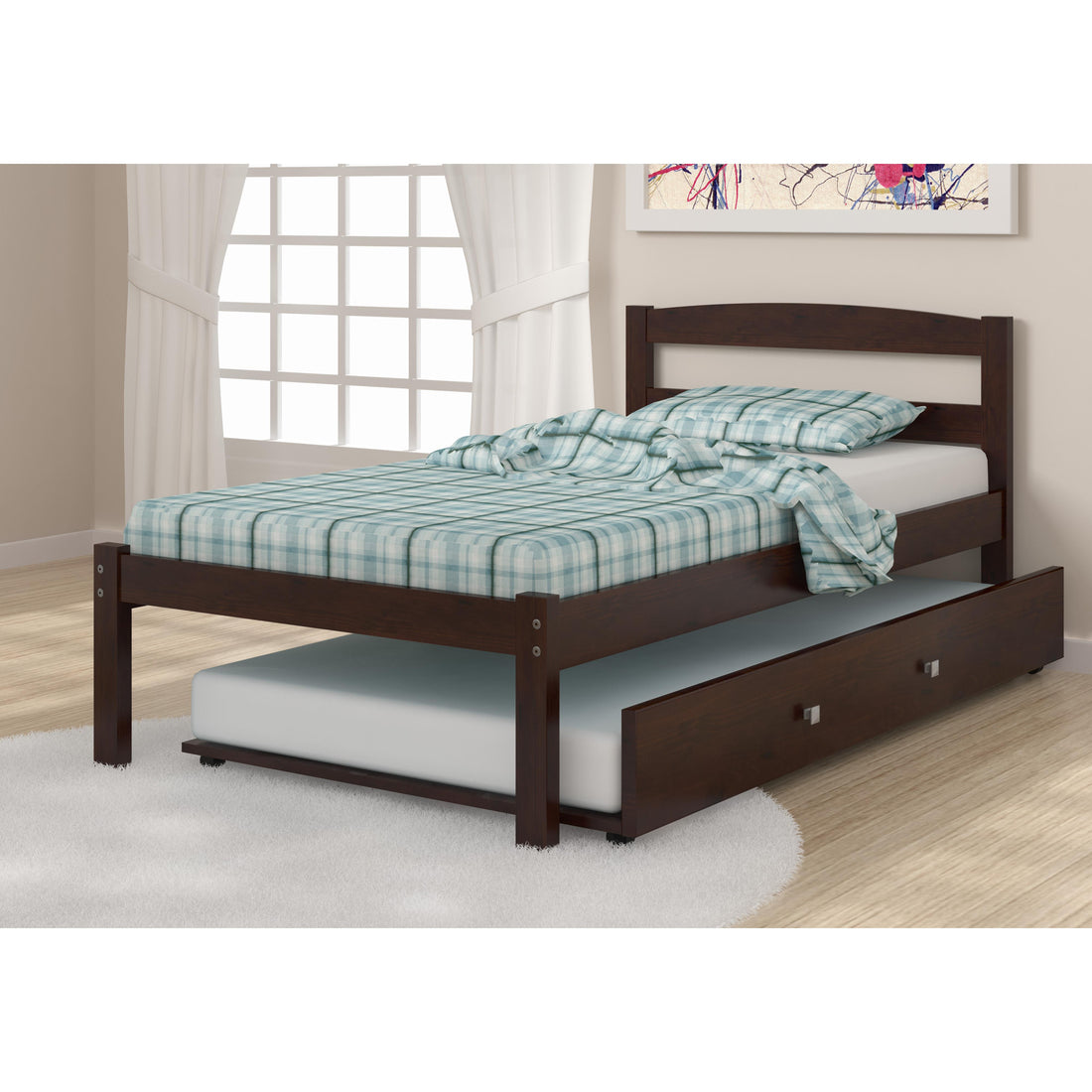  Donco Trading Company Econo Scandinavian 575-TCP_503-CP Twin Bed with Twin Trundle - Dark Cappuccino IMAGE 1