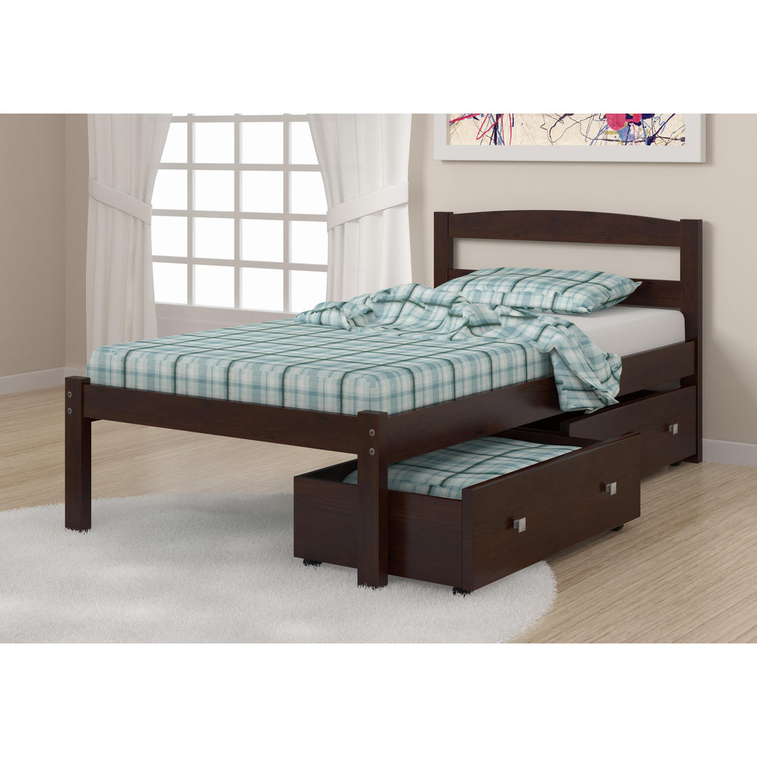  Donco Trading Company Econo Scandinavian 575-TCP_505-CP Twin Bed with Drawers - Dark Cappuccino IMAGE 1
