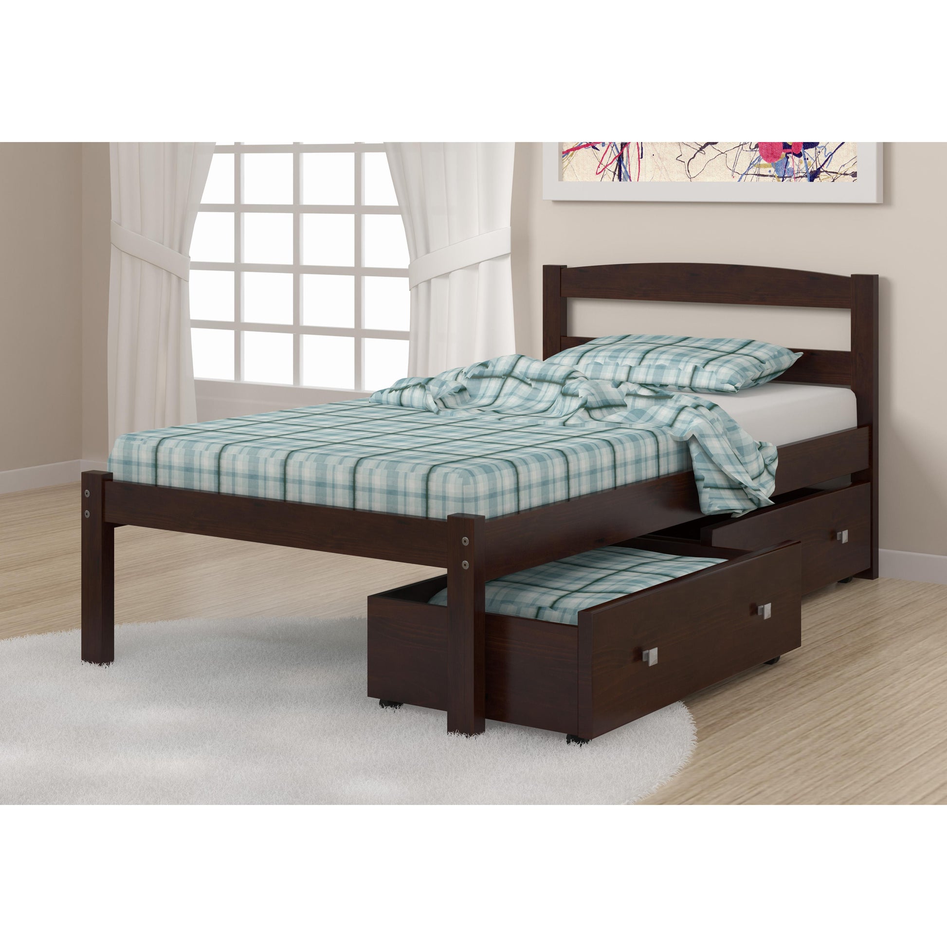  Donco Trading Company Econo Scandinavian 575-TCP_505-CP Twin Bed with Drawers - Dark Cappuccino IMAGE 1