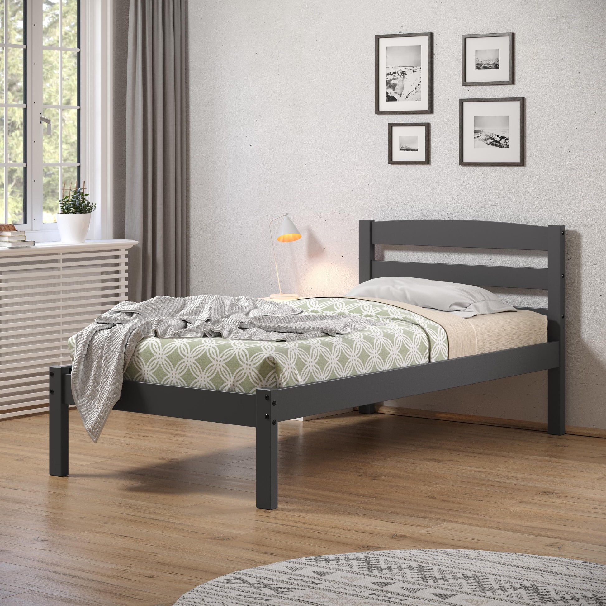  Donco Trading Company Econo Scandinavian 575-TDG Twin Bed - Dark Grey IMAGE 4