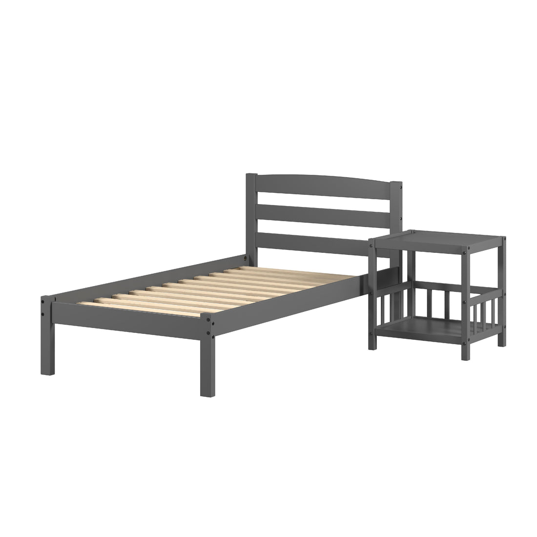  Donco Trading Company Econo Scandinavian 575-TDG_2312DG Twin Bed with Best Friend Pet End Table - Dark Grey IMAGE 1