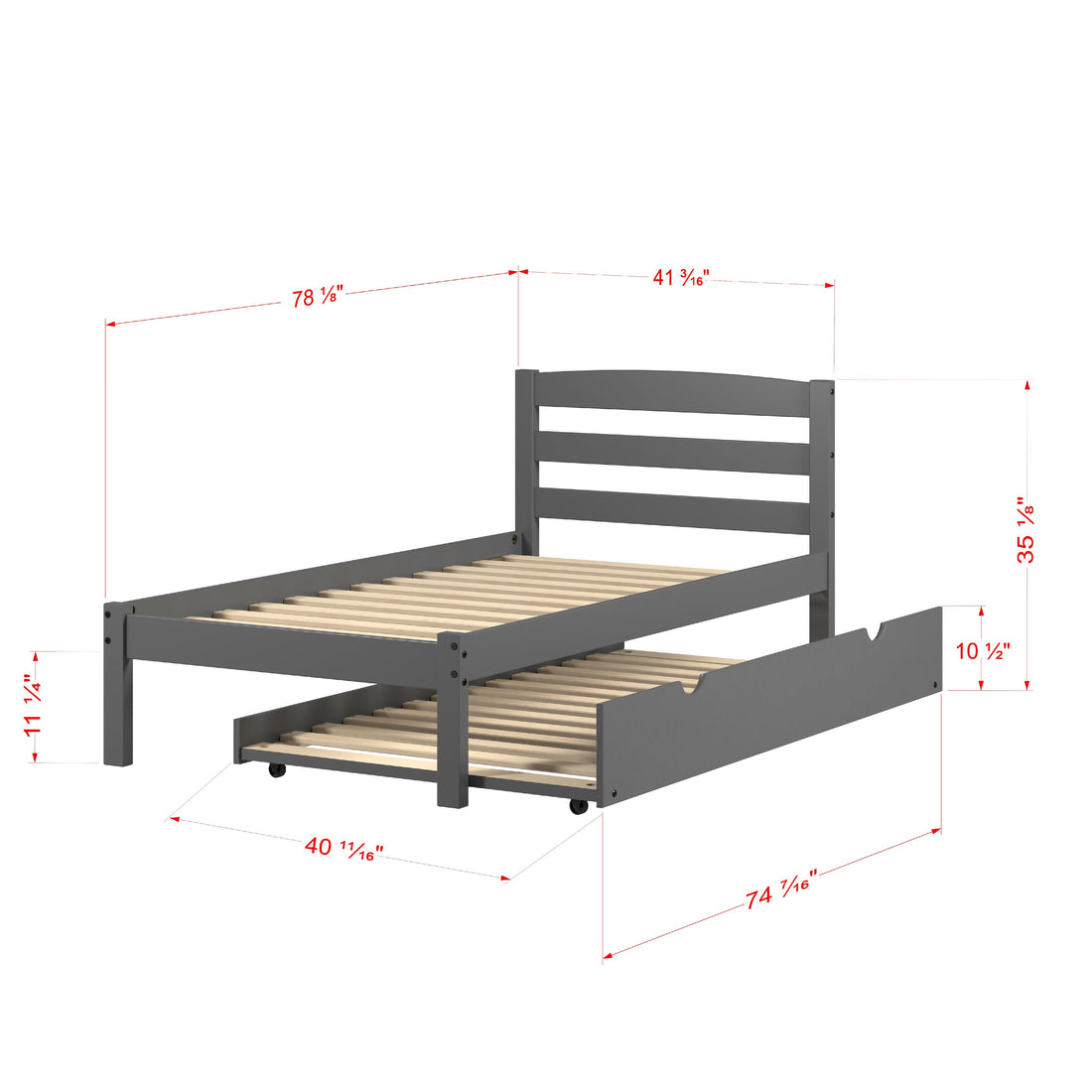  Donco Trading Company Econo Scandinavian 575-TDG_503-DG Twin Bed with Twin Trundle - Dark Grey IMAGE 1