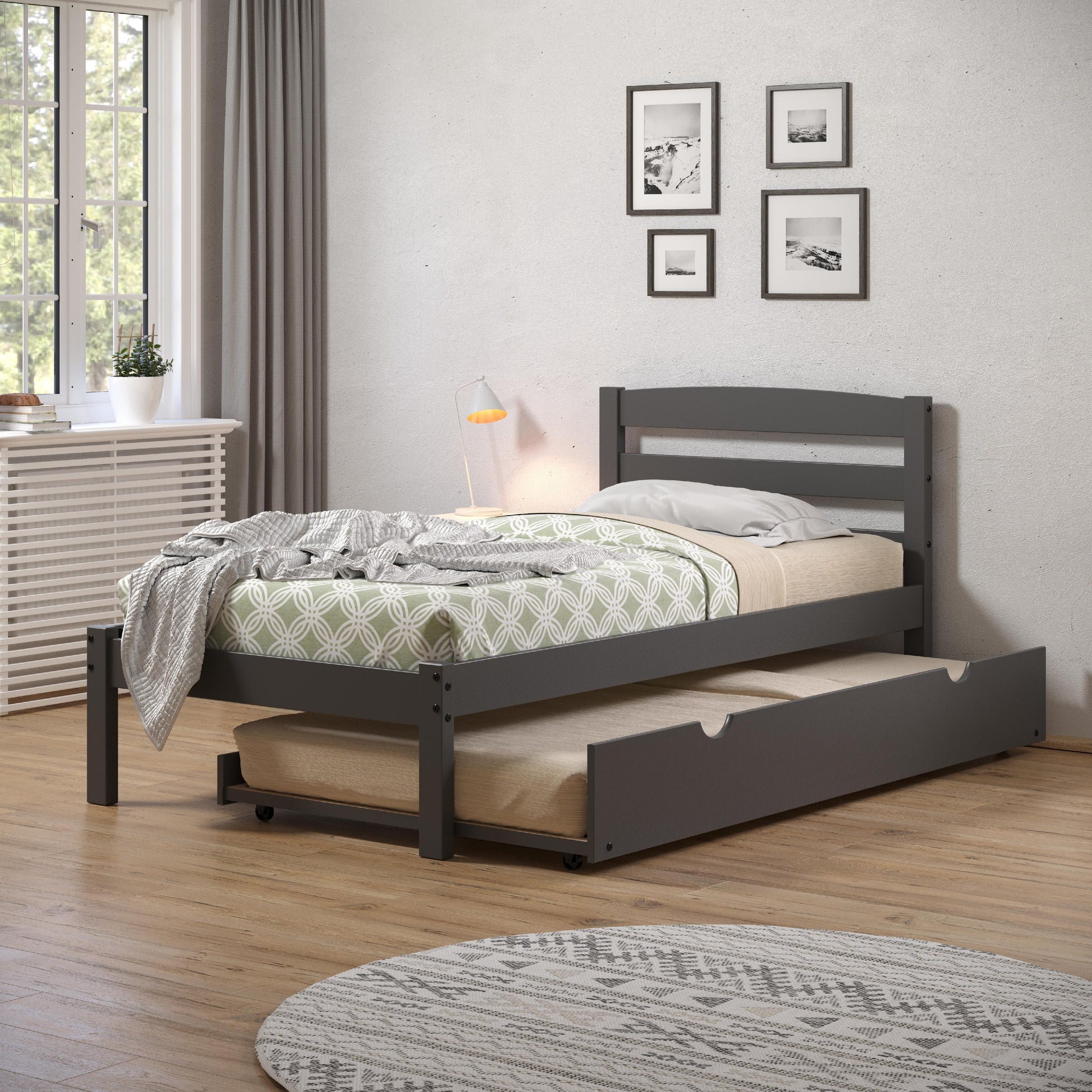  Donco Trading Company Econo Scandinavian 575-TDG_503-DG Twin Bed with Twin Trundle - Dark Grey IMAGE 2