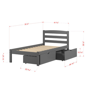  Donco Trading Company Econo Scandinavian 575-TDG_505-DG Twin Bed with Drawers - Dark Grey IMAGE 1