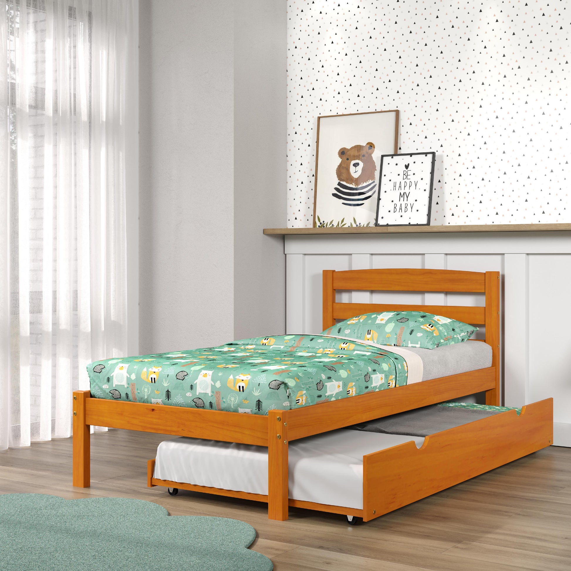  Donco Trading Company Econo Scandinavian 575-TH_503-H Twin Bed with Twin Trundle - Honey IMAGE 2