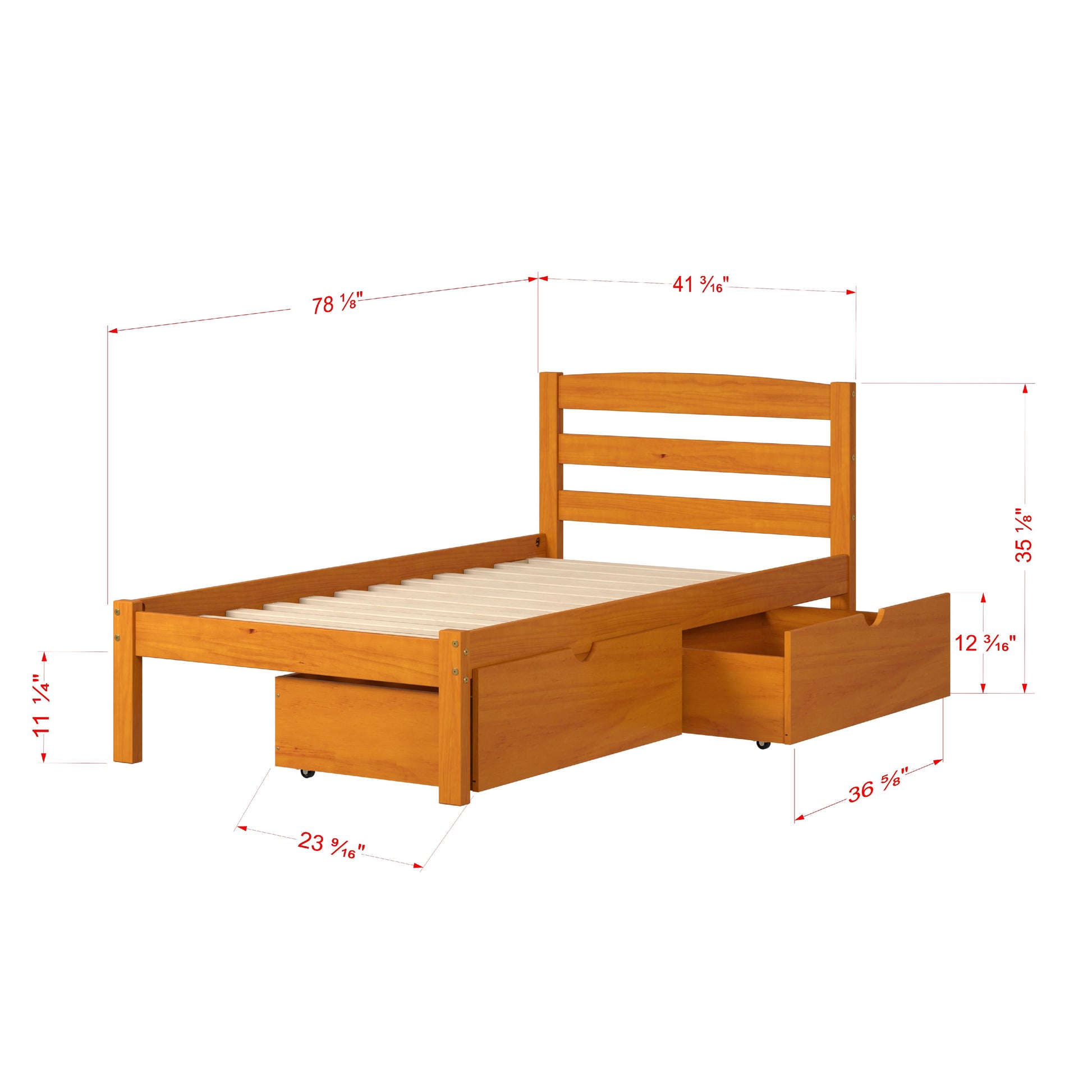  Donco Trading Company Econo Scandinavian 575-TH_505-H Twin Bed with Drawers - Honey IMAGE 1