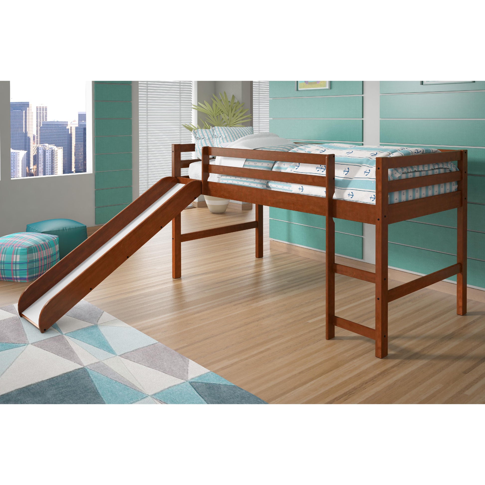  Donco Trading Company 750-TE Tent Twin Low Loft Bed with Slide - Zebra IMAGE 1