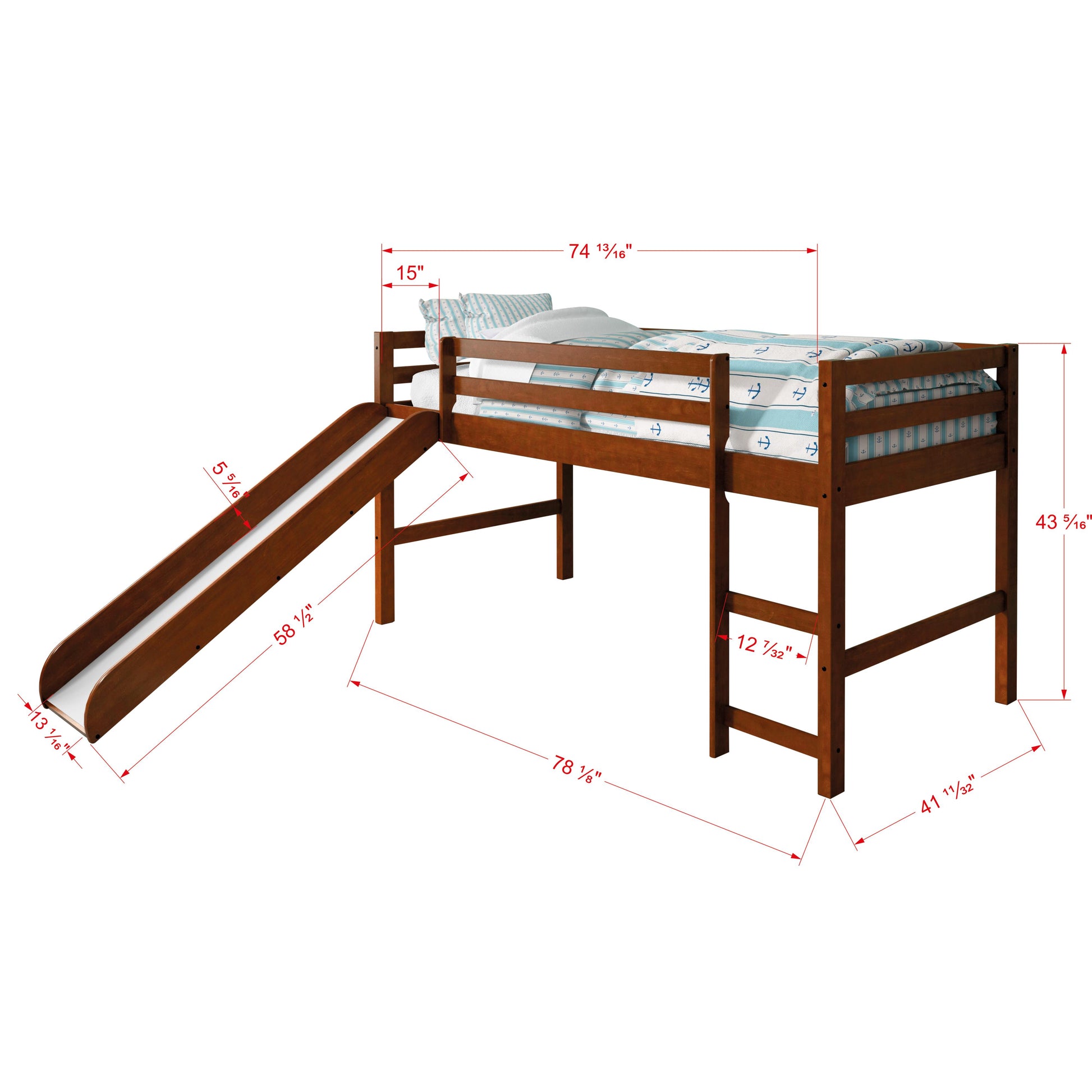  Donco Trading Company 750-TE_750C-TB Tent Twin Low Loft Bed with Slide & Tent - Zebra IMAGE 3