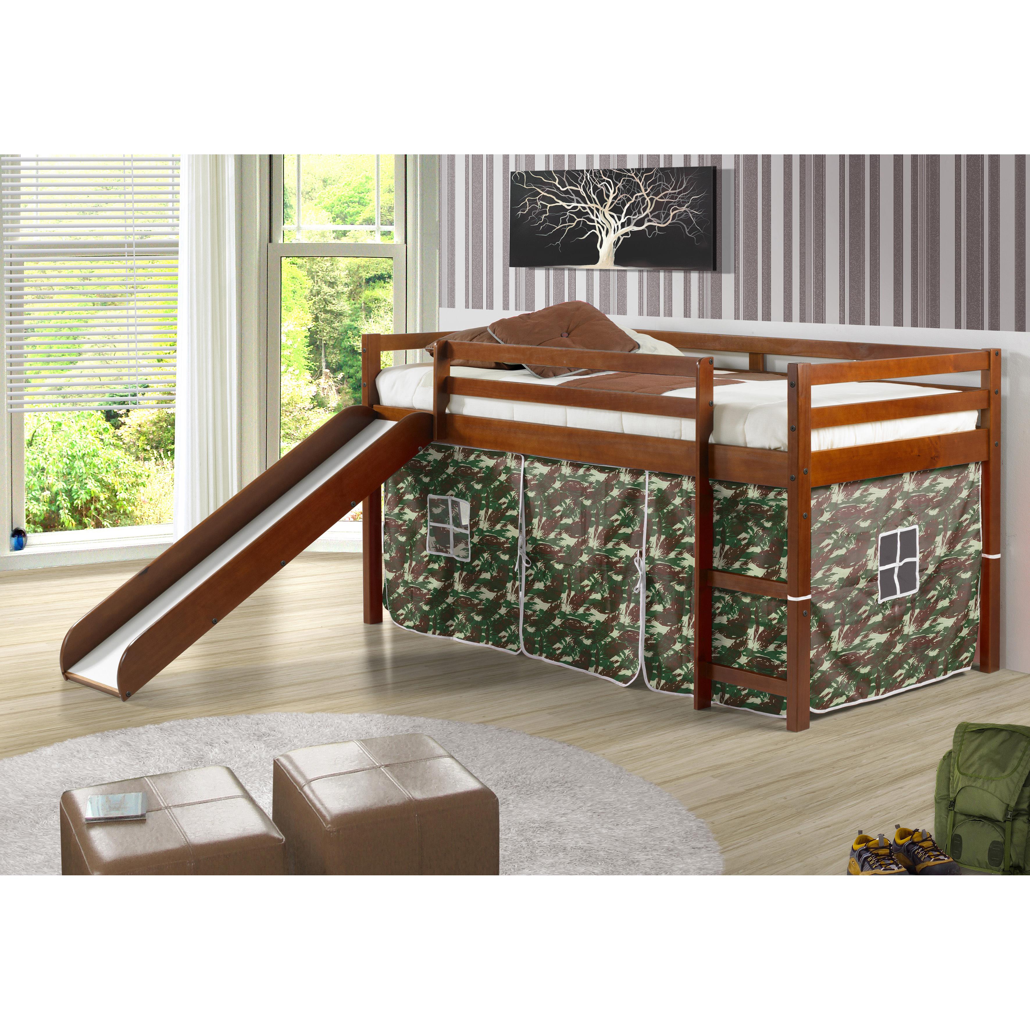  Donco Trading Company 750-TE_750C-TC Tent Twin Low Loft Bed with Slide & Tent - Zebra IMAGE 1
