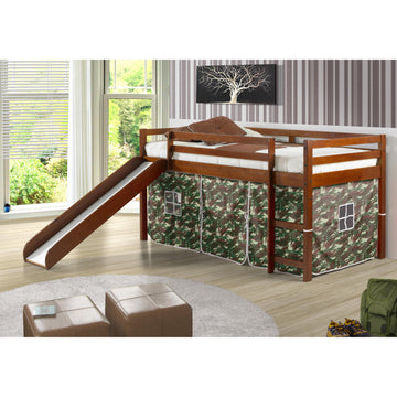  Donco Trading Company 750-TE_750C-TC Tent Twin Low Loft Bed with Slide & Tent - Zebra IMAGE 1