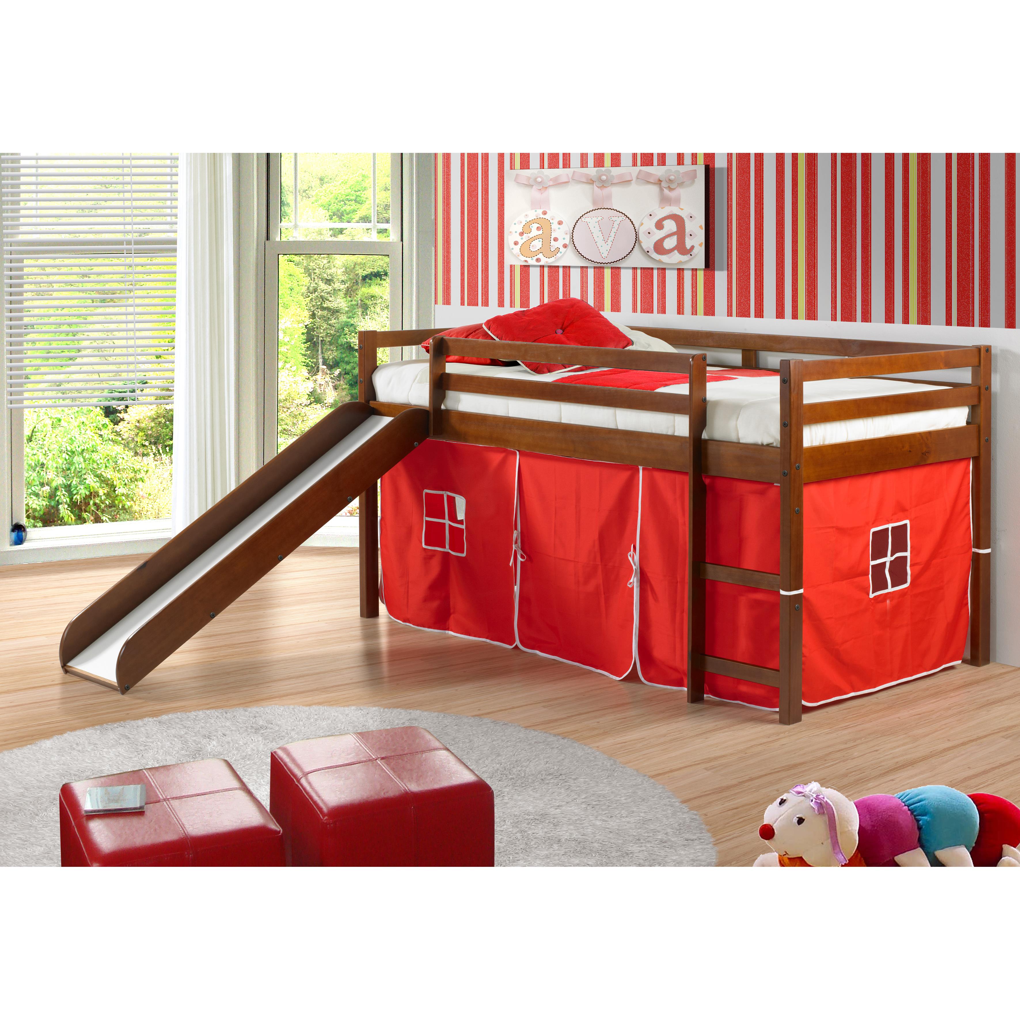  Donco Trading Company 750-TE_750C-TR Tent Twin Low Loft Bed with Slide & Tent - Zebra IMAGE 1