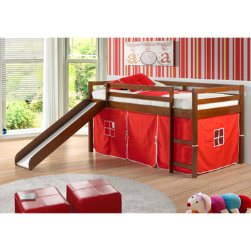  Donco Trading Company 750-TE_750C-TR Tent Twin Low Loft Bed with Slide & Tent - Zebra IMAGE 1