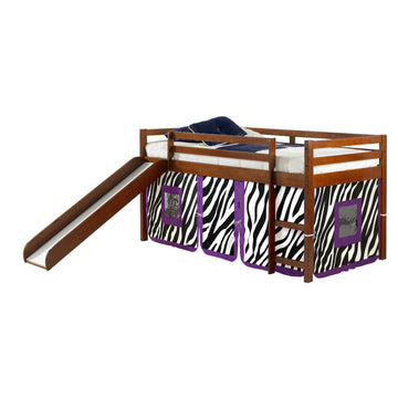  Donco Trading Company 750-TE_750C-TZ Tent Twin Low Loft Bed with Slide & Tent - Zebra IMAGE 1
