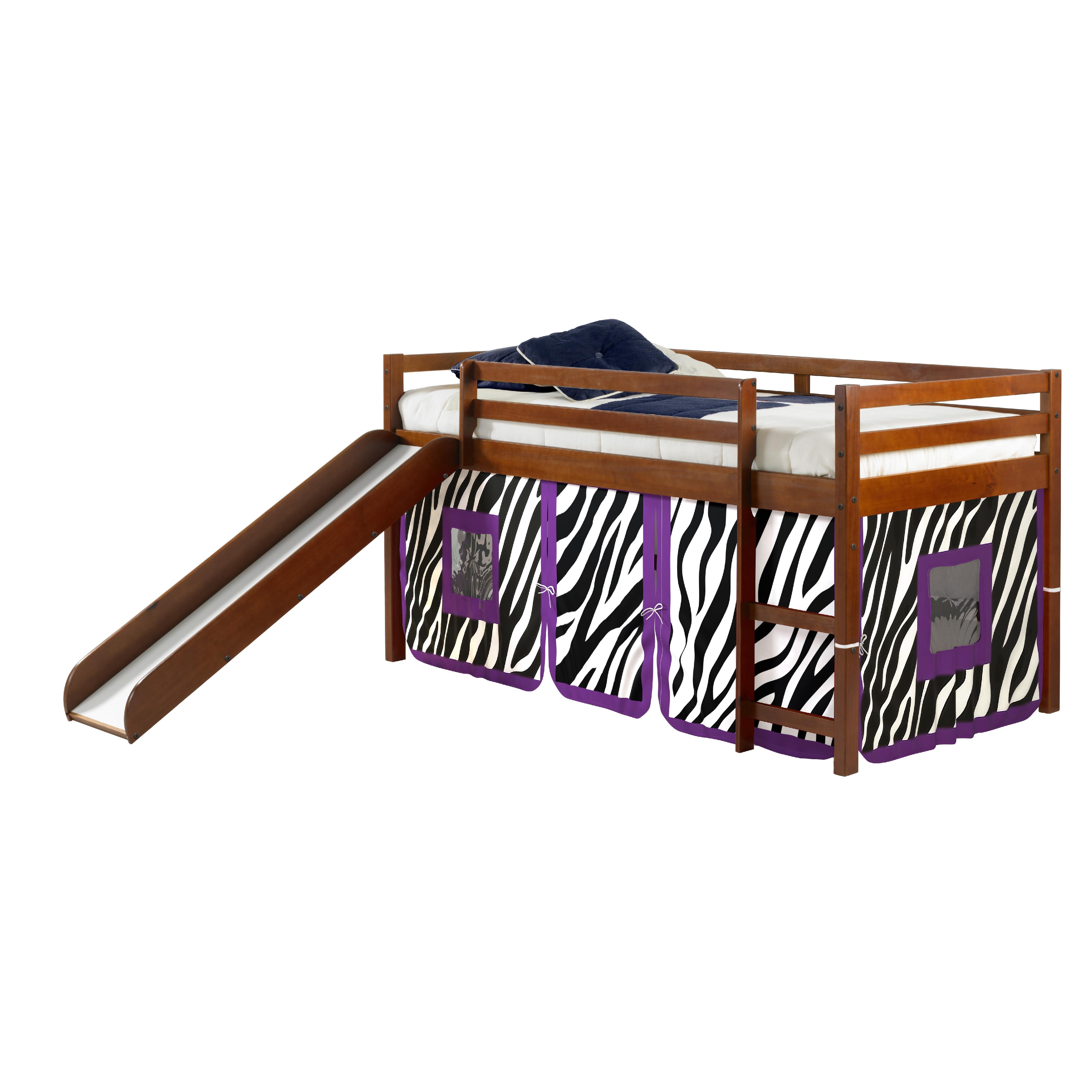  Donco Trading Company 750-TE_750C-TZ Tent Twin Low Loft Bed with Slide & Tent - Zebra IMAGE 1