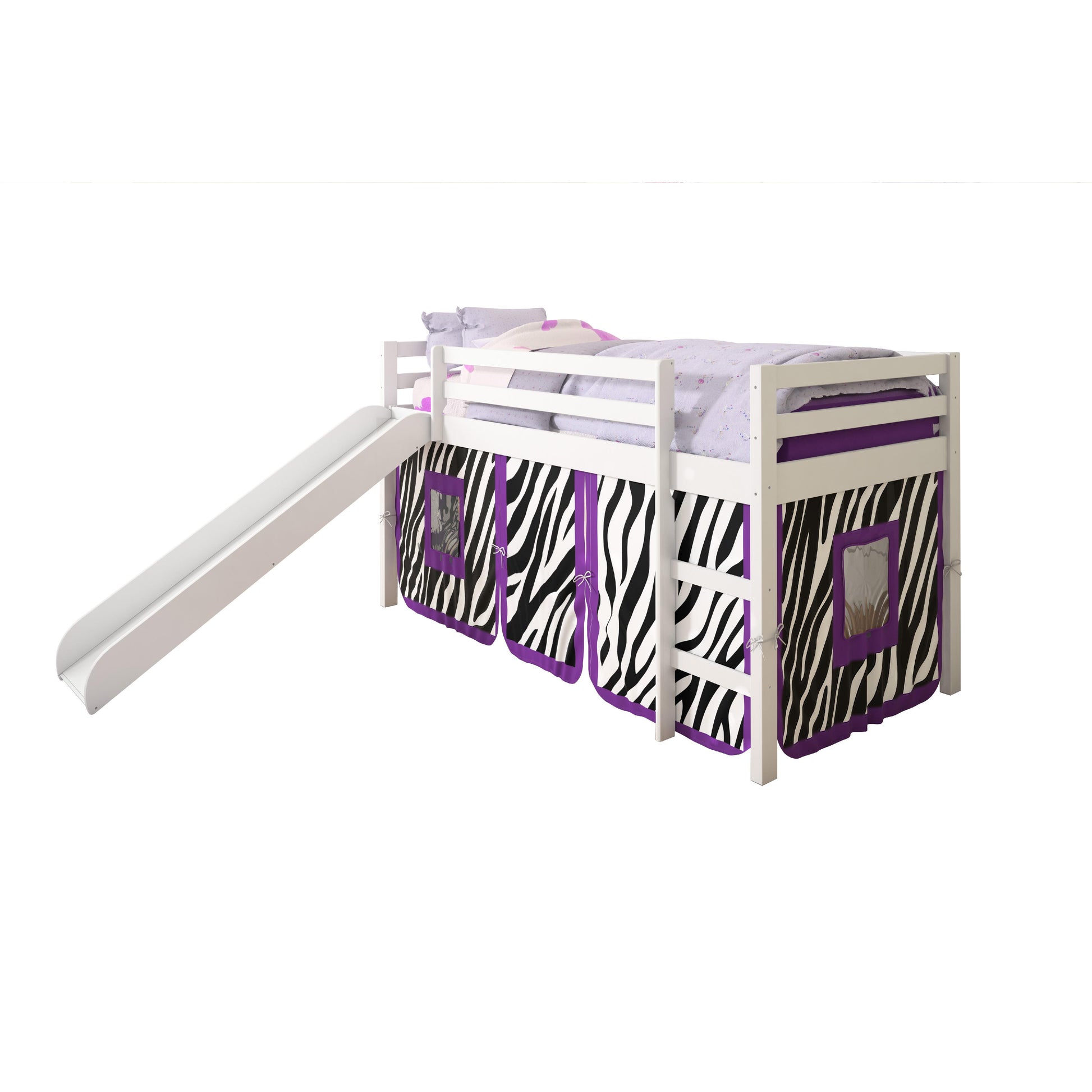  Donco Trading Company 750-TW_750C-TZ Tent Twin Low Loft Bed with Slide & Tent - Zebra IMAGE 2