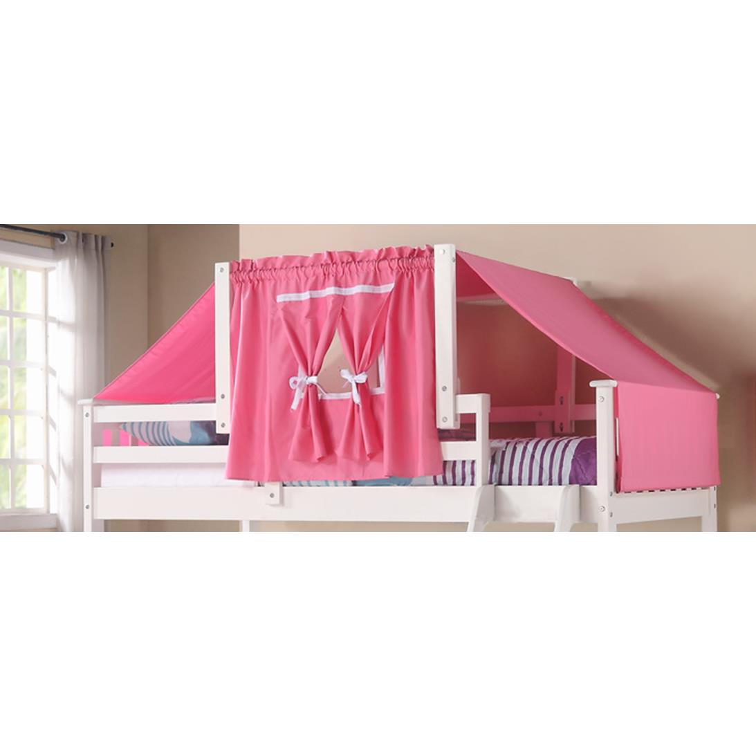  Donco Trading Company 755W_755P & Tent Kit For Beds with Rails - White/Pink IMAGE 1