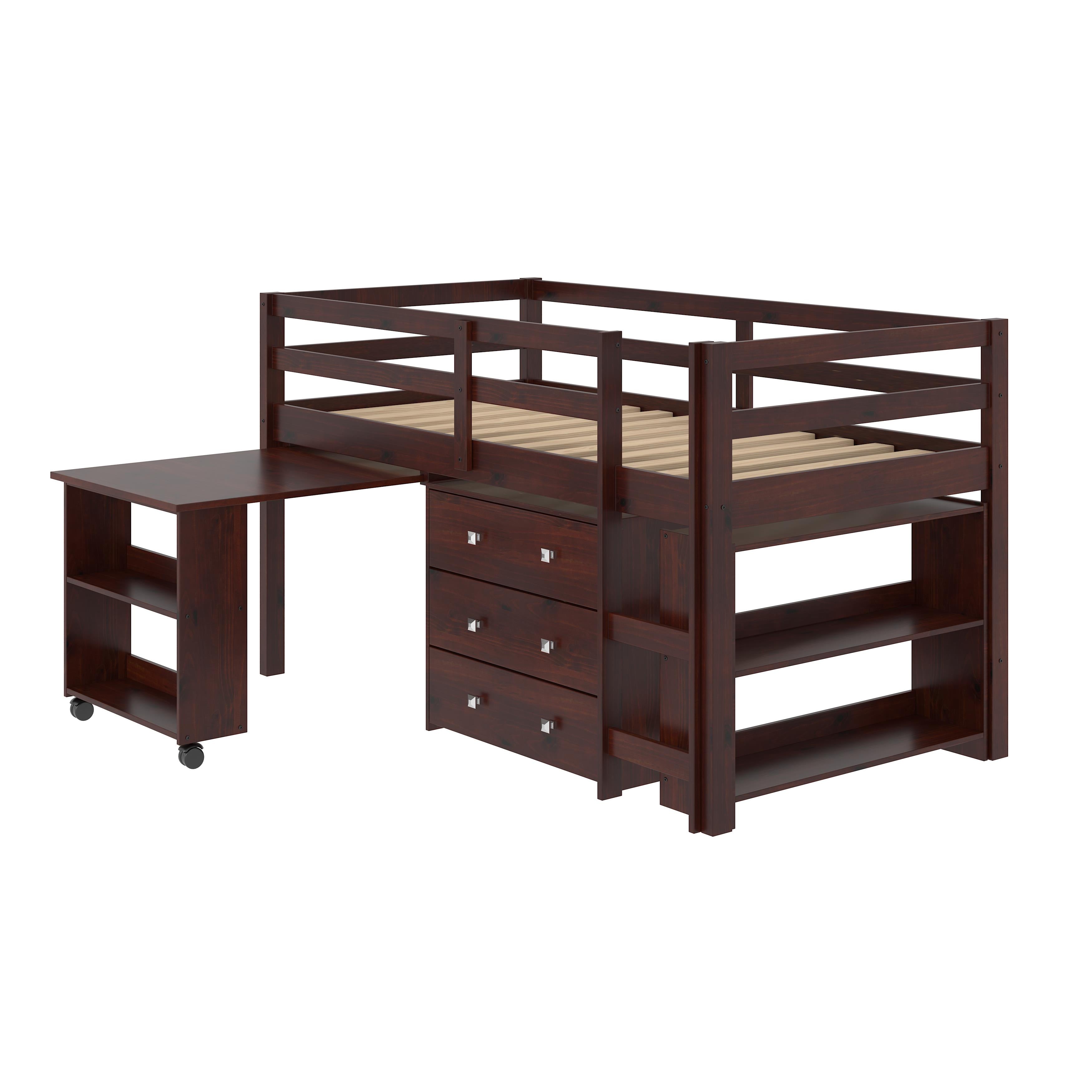  Donco Trading Company Study & Sleep 760-TCP Twin Low Loft Bed - Dark Cappuccino/Pink IMAGE 2