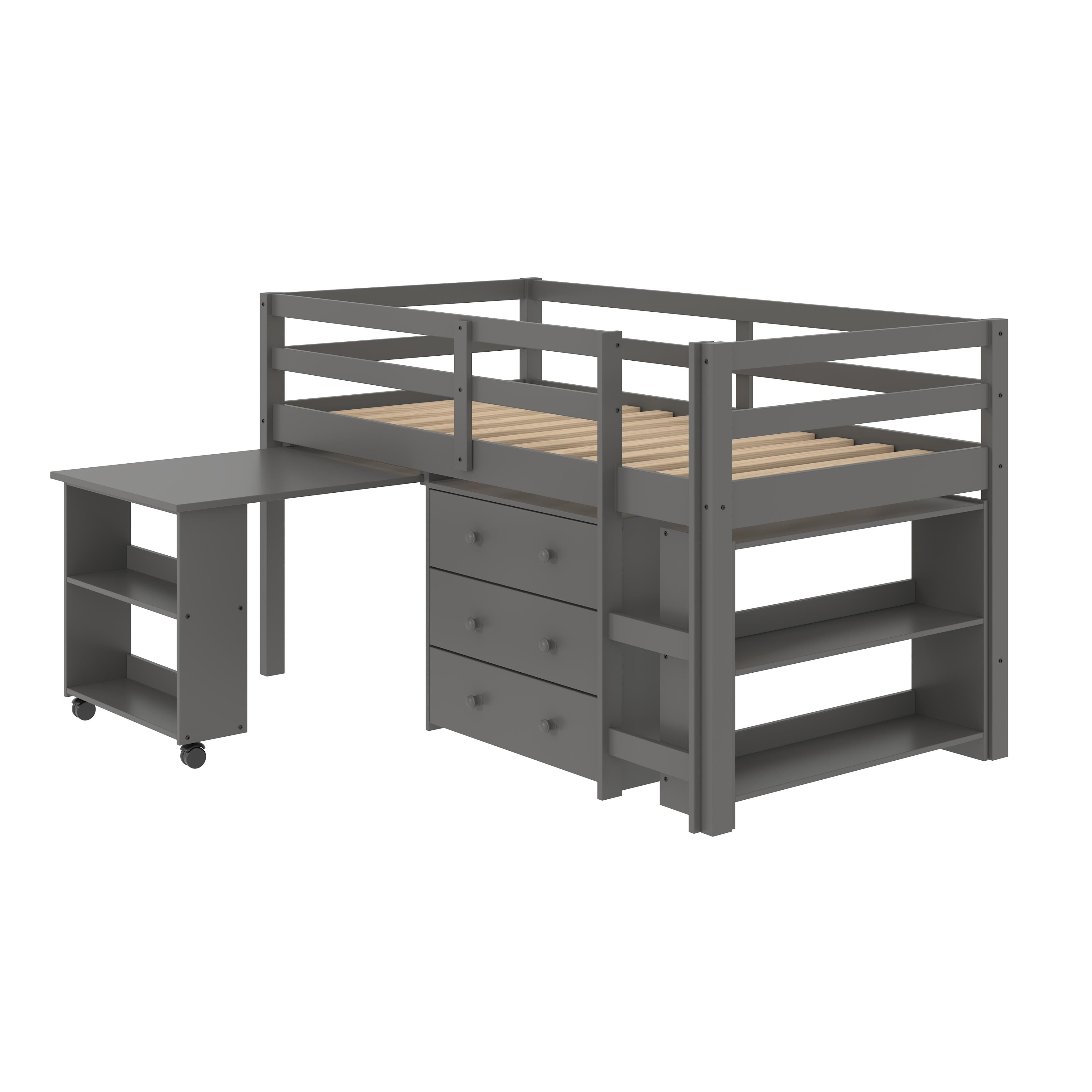  Donco Trading Company Study & Sleep 760-TDG Twin Low Loft Bed - Dark Cappuccino/Pink IMAGE 2