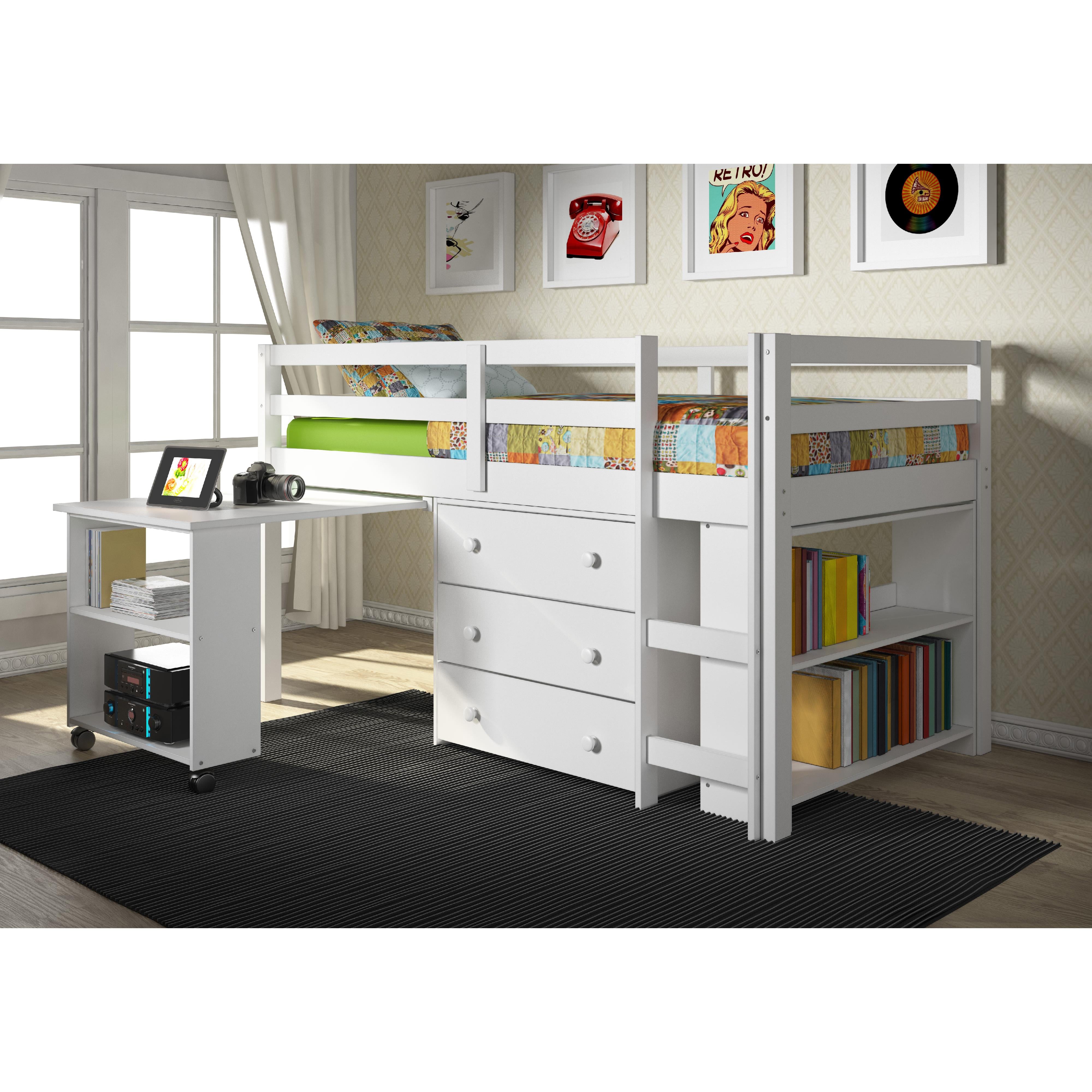  Donco Trading Company Study & Sleep 760-TW Twin Low Loft Bed - Dark Cappuccino/Pink IMAGE 1
