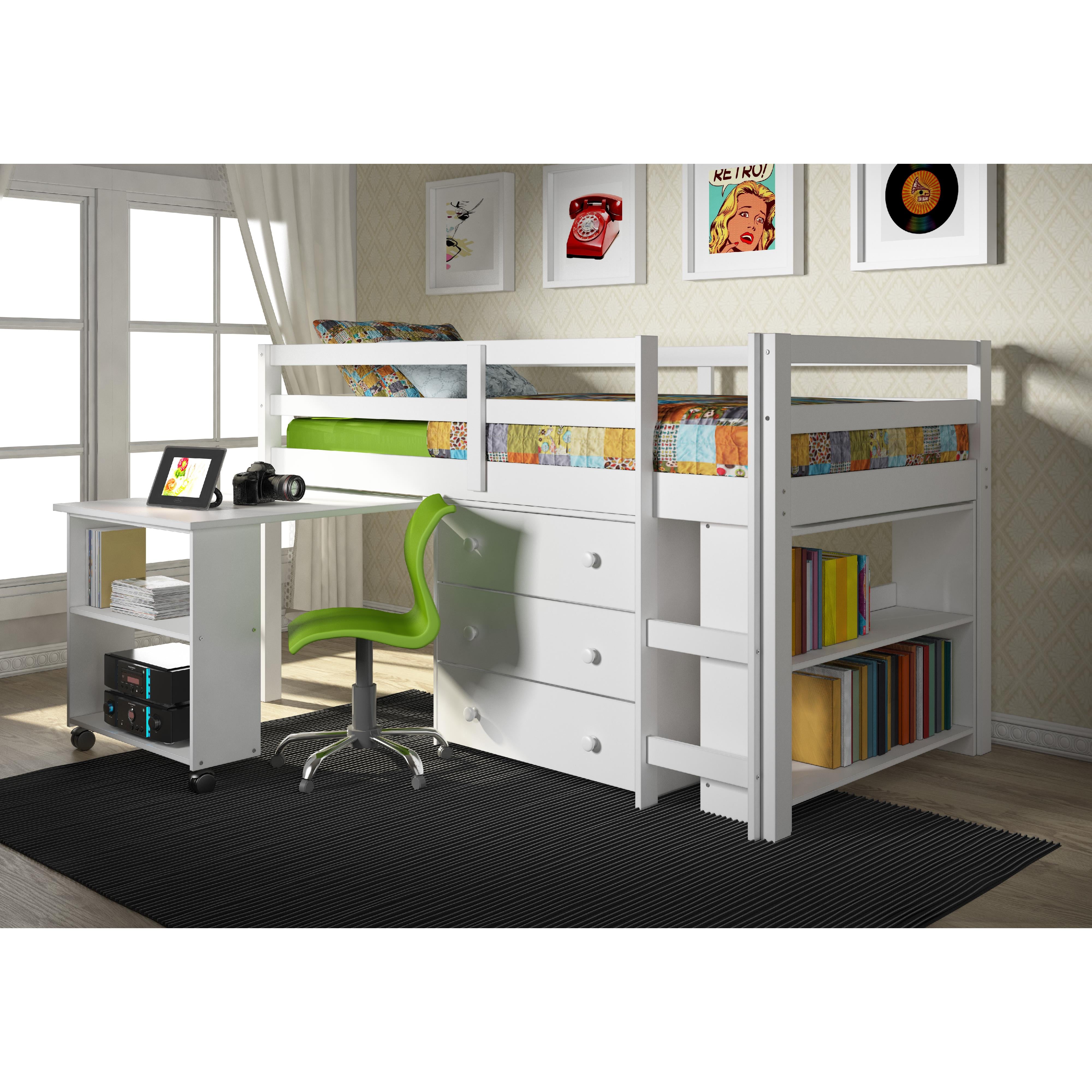  Donco Trading Company Study & Sleep 760-TW Twin Low Loft Bed - Dark Cappuccino/Pink IMAGE 3