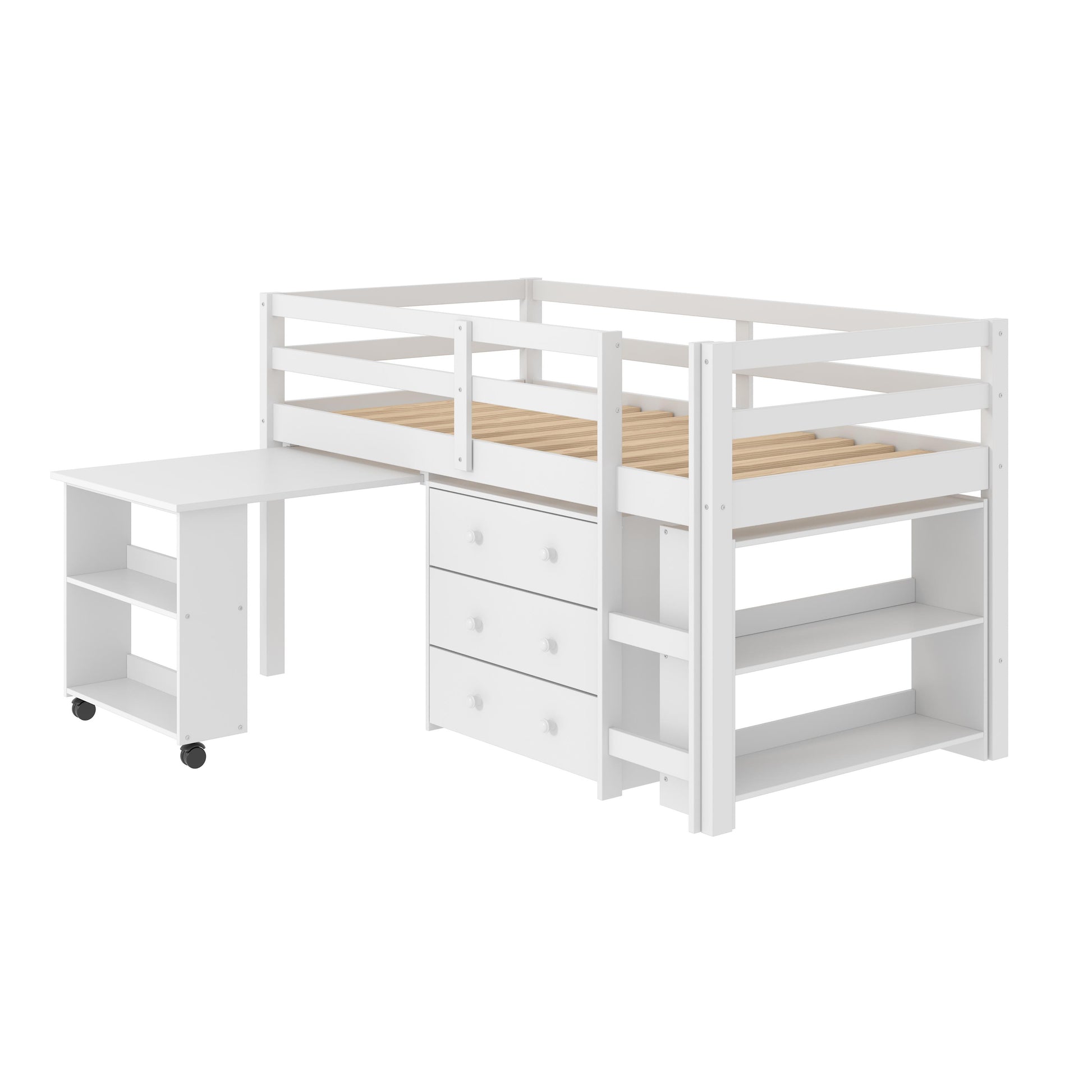  Donco Trading Company Study & Sleep 760-TW Twin Low Loft Bed - Dark Cappuccino/Pink IMAGE 4