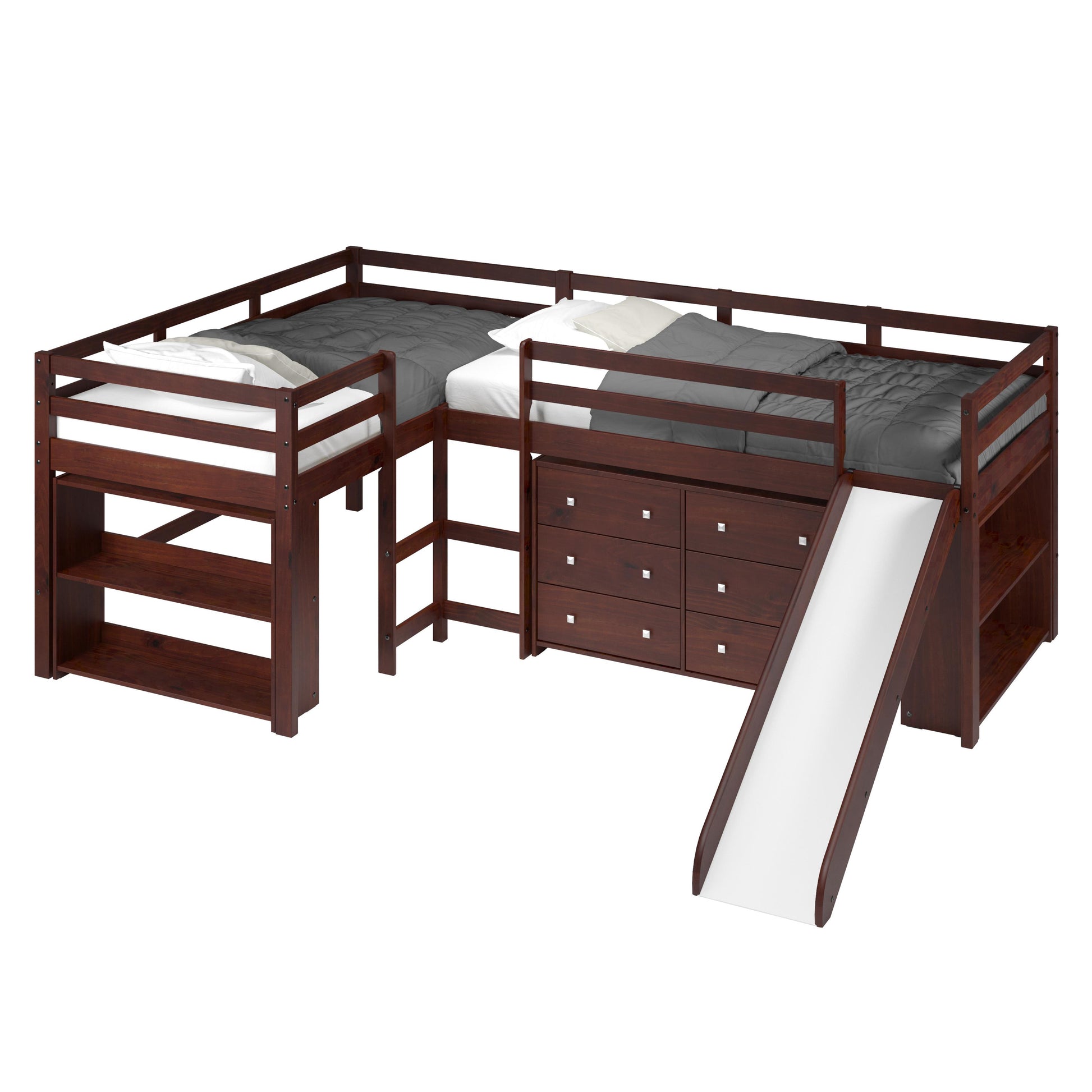 Donco Trading Company L-Series 7600-TTCP-A Twin Modular Double Low Loft Bed - Group A - Dark Cappuccino IMAGE 2