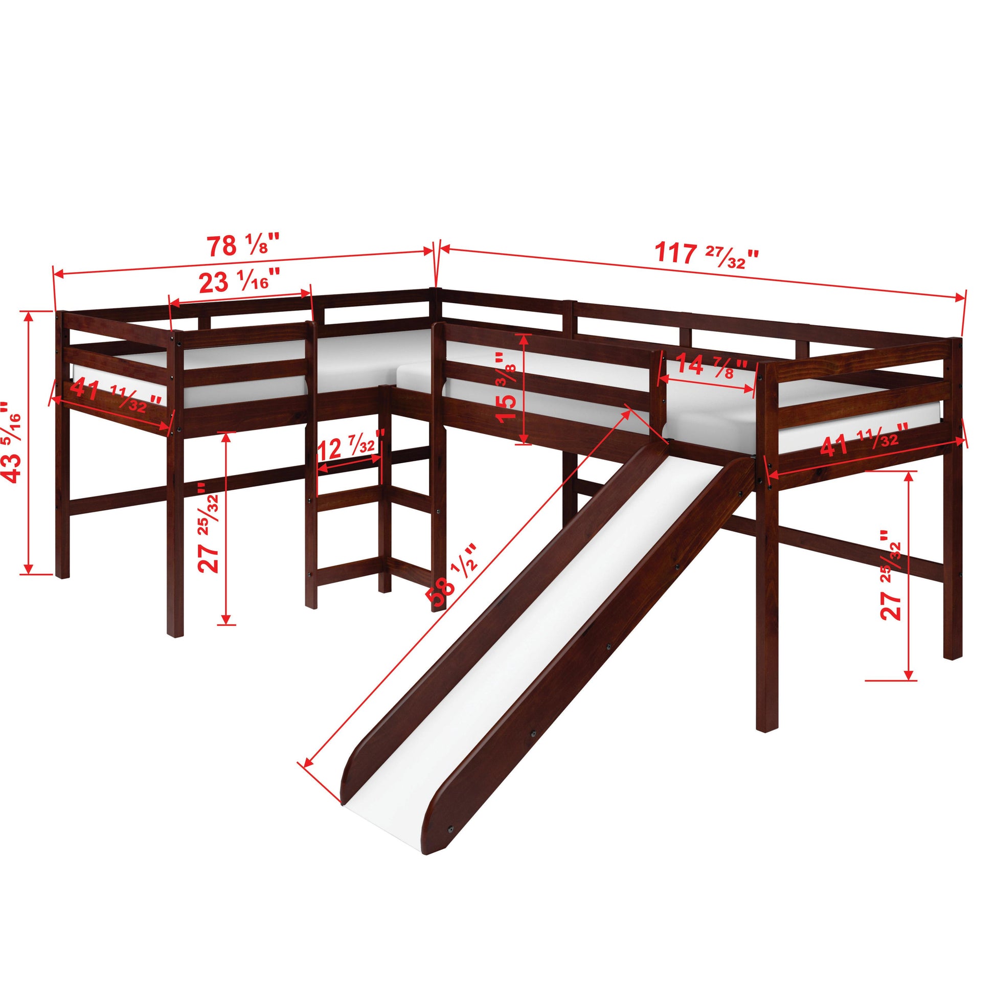  Donco Trading Company L-Series 7600-TTCP-A Twin Modular Double Low Loft Bed - Group A - Dark Cappuccino IMAGE 3