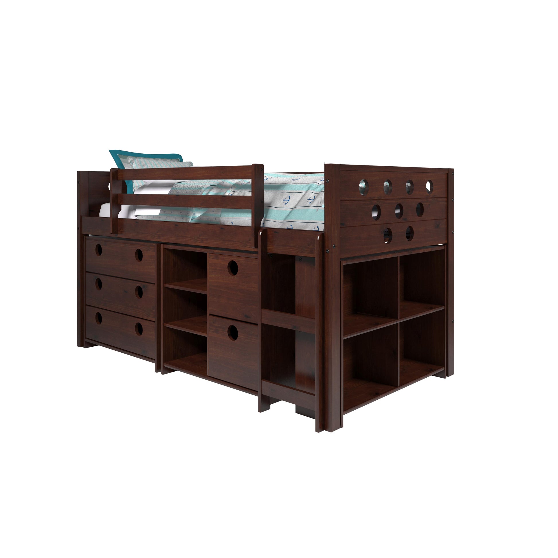  Donco Trading Company Circles 780-TCP Twin Modular Low Loft Bed - White IMAGE 2