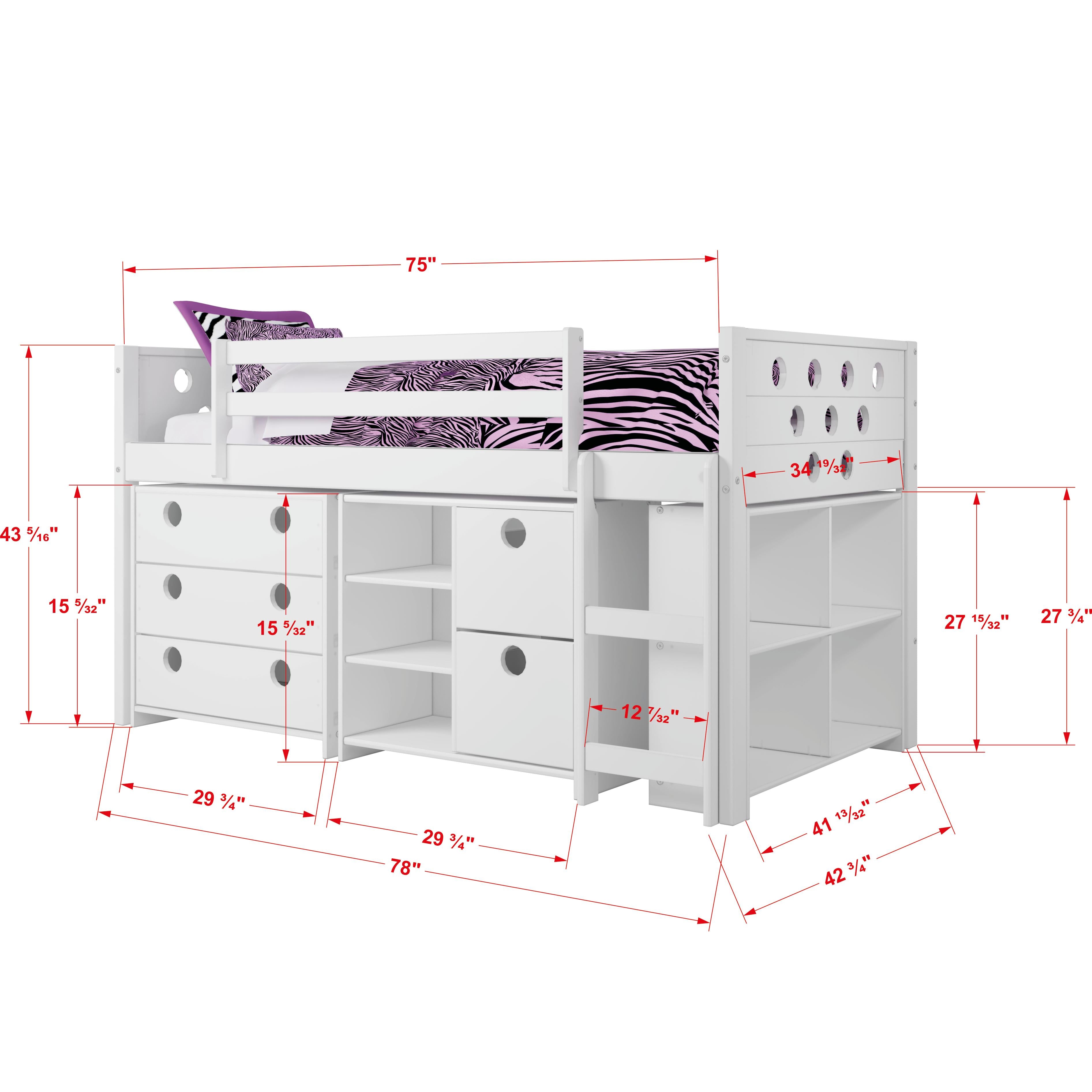  Donco Trading Company Circles 780-TW Twin Modular Low Loft Bed - White IMAGE 3