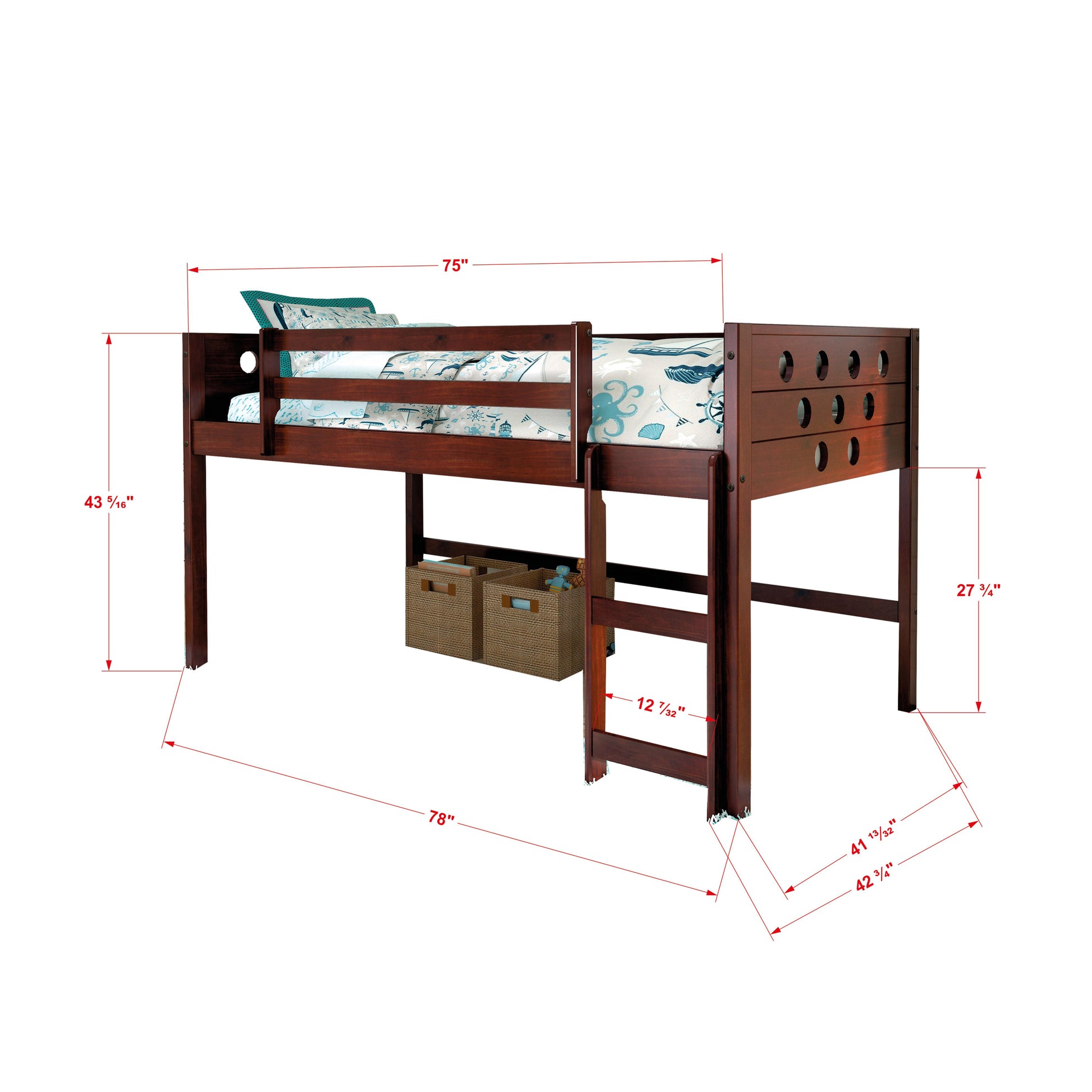  Donco Trading Company Circles 780A-TCP Twin Low Loft Bed - Pink IMAGE 3