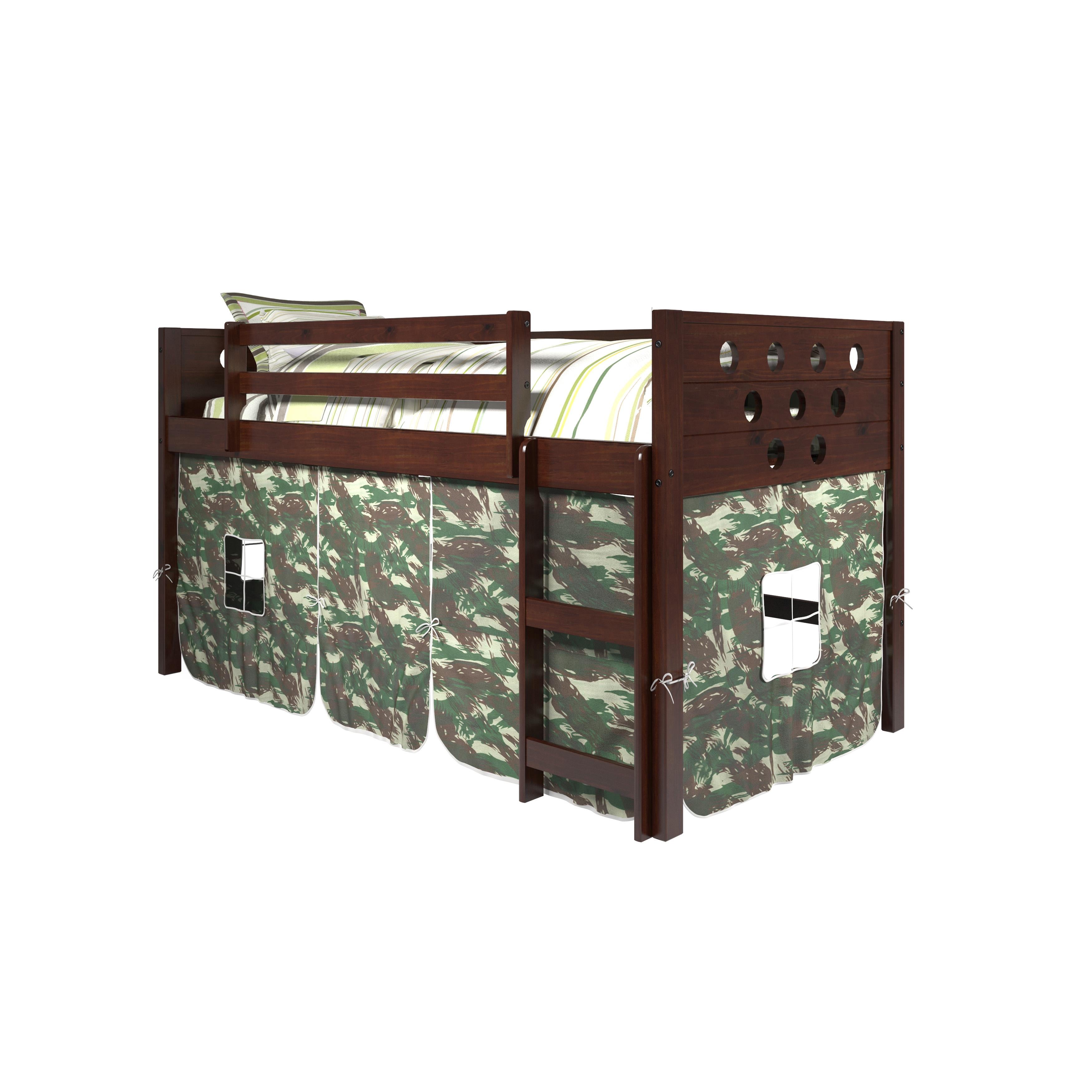  Donco Trading Company Circles 780A-TCP_750C-TC Twin Low Loft Bed with Tent - Dark Cappuccino IMAGE 2