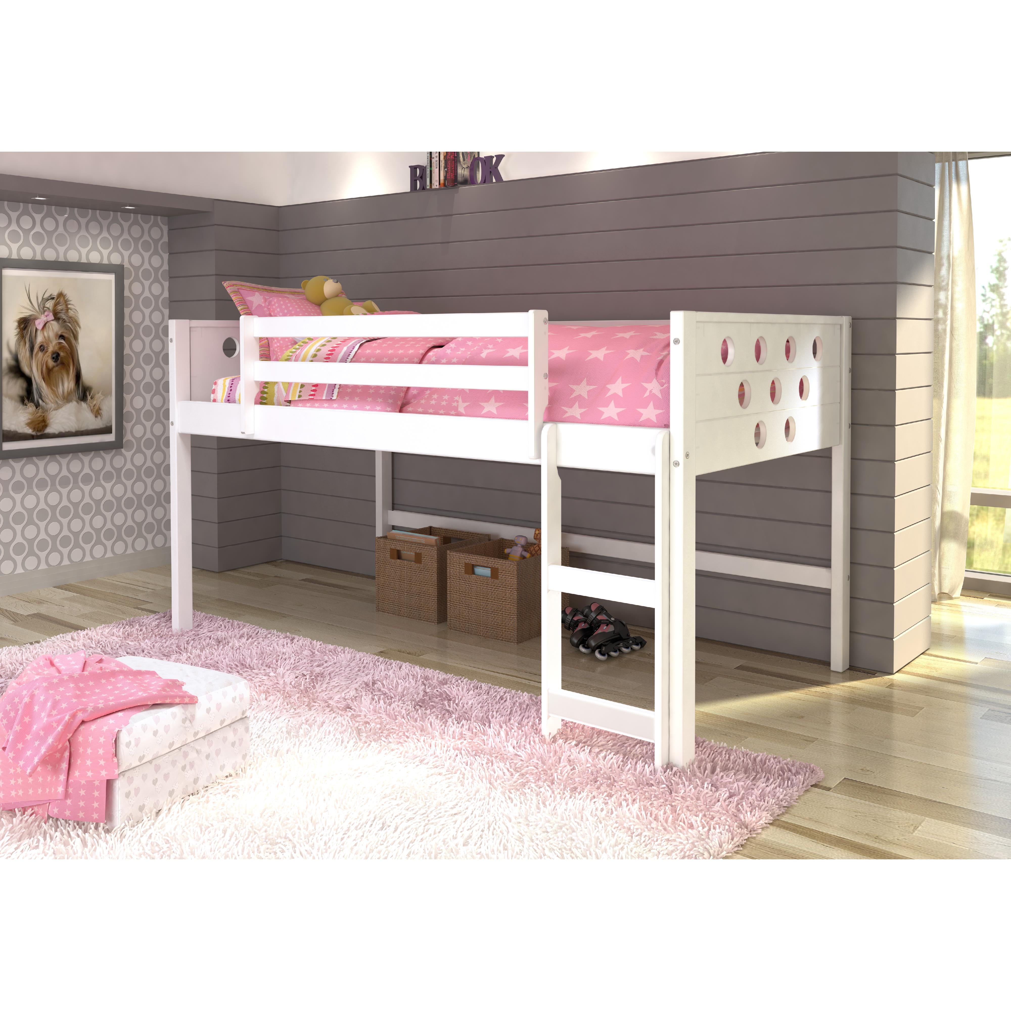  Donco Trading Company Circles 780A-TW Twin Low Loft Bed - White IMAGE 1
