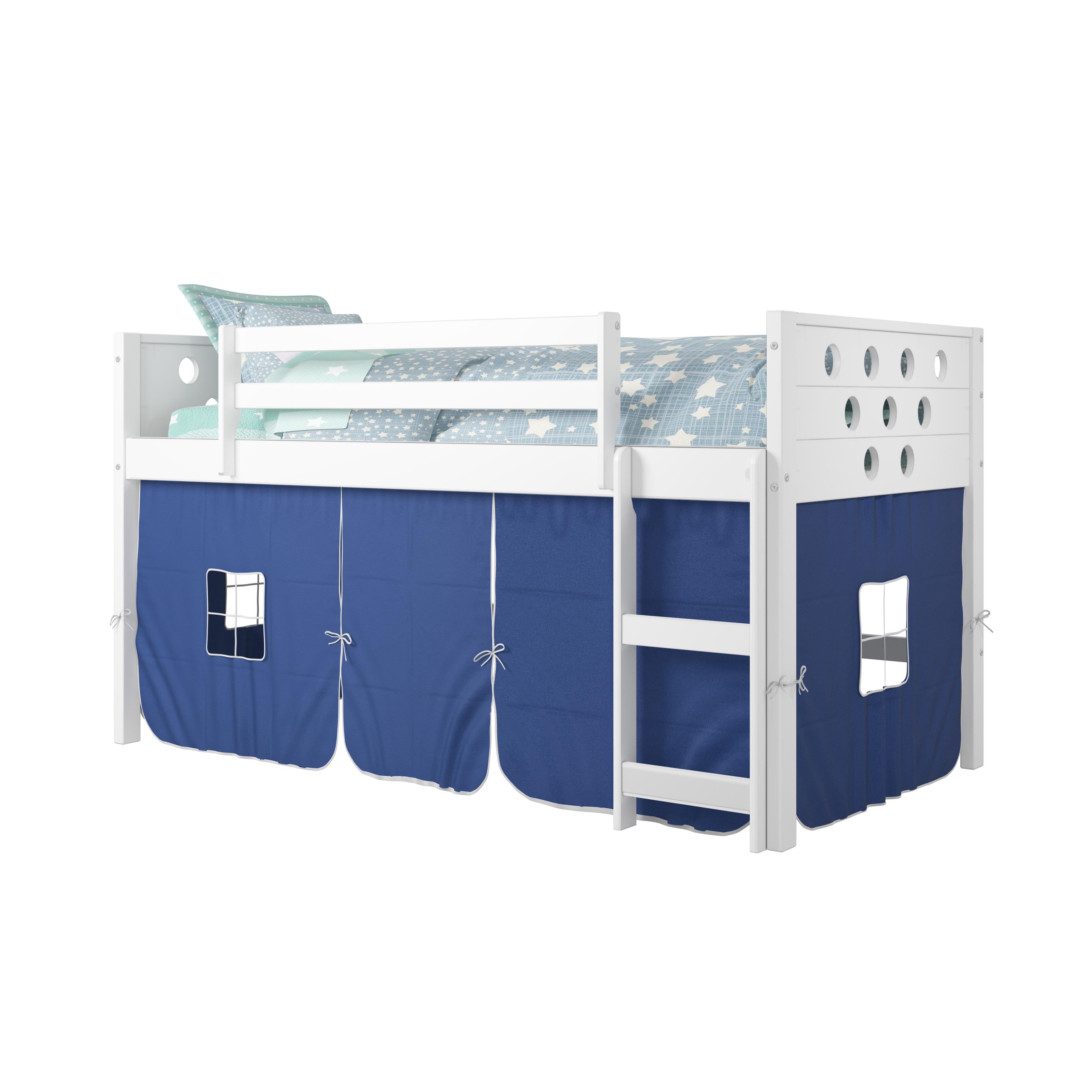  Donco Trading Company Circles 780A-TW_750C-TB Twin Low Loft Bed with Tent - White/Blue IMAGE 2