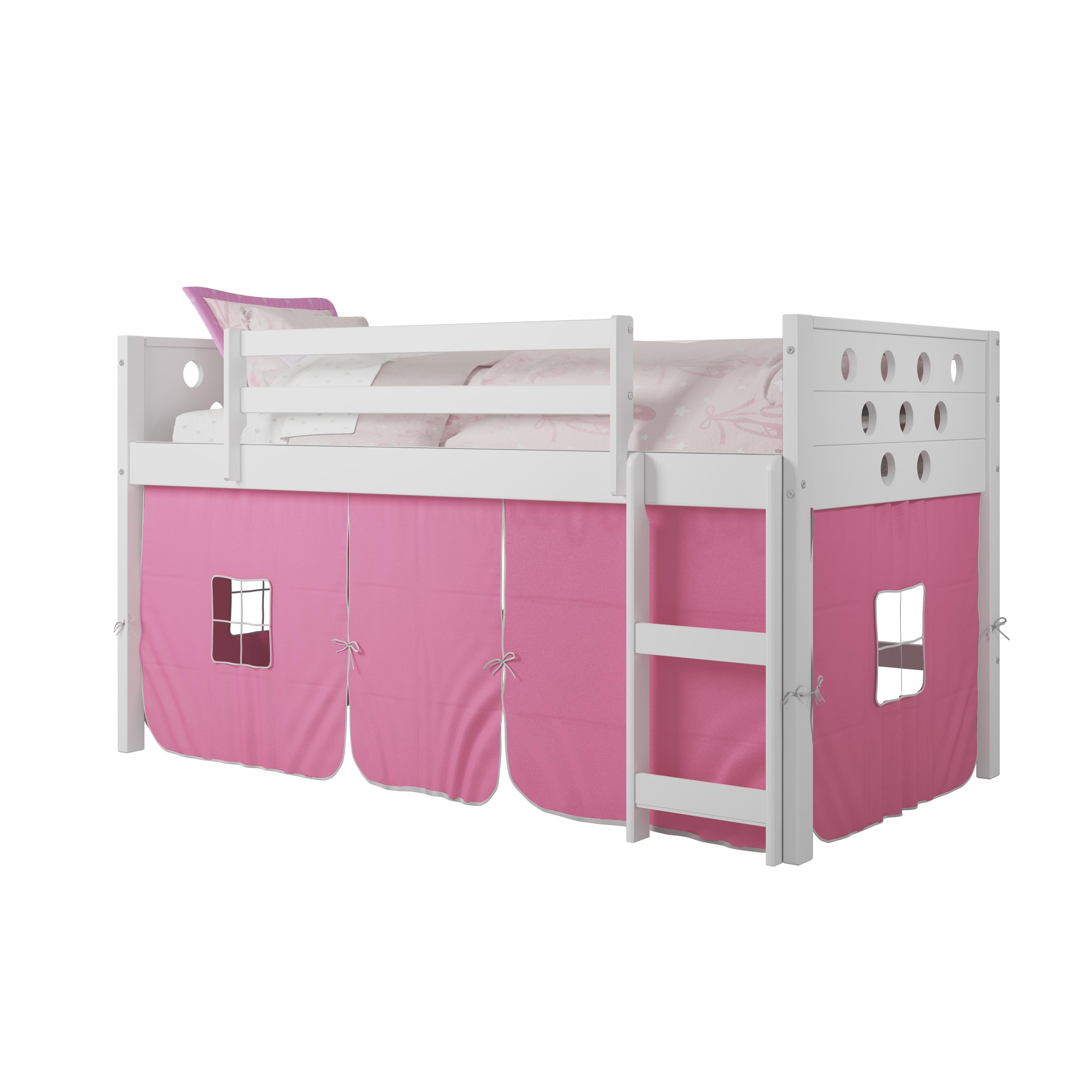  Donco Trading Company Circles 780A-TW_750C-TP Twin Low Loft Bed with Tent - White/Pink IMAGE 2