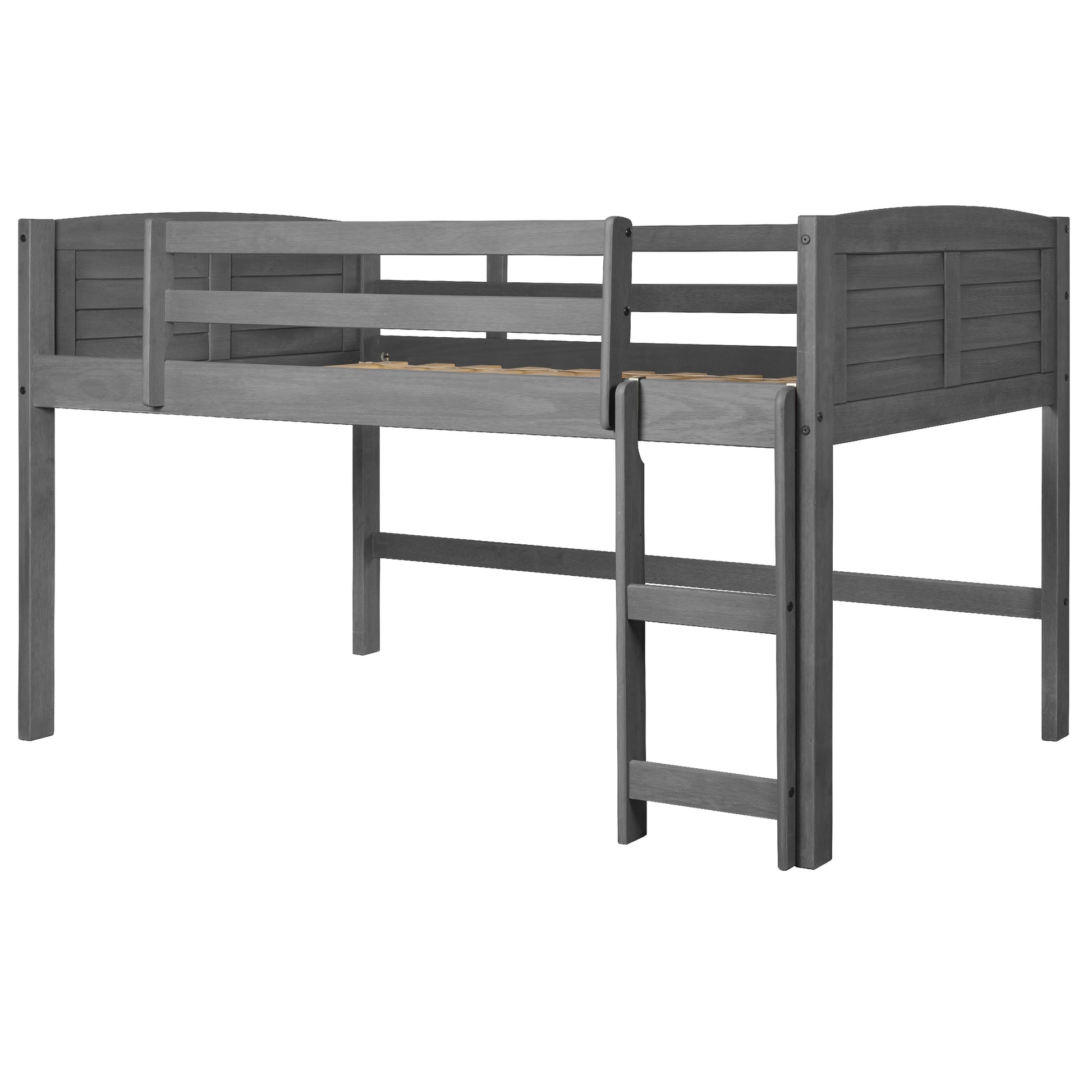  Donco Trading Company Louver 790-AAG Twin Low Loft Bed - Antique Grey IMAGE 2