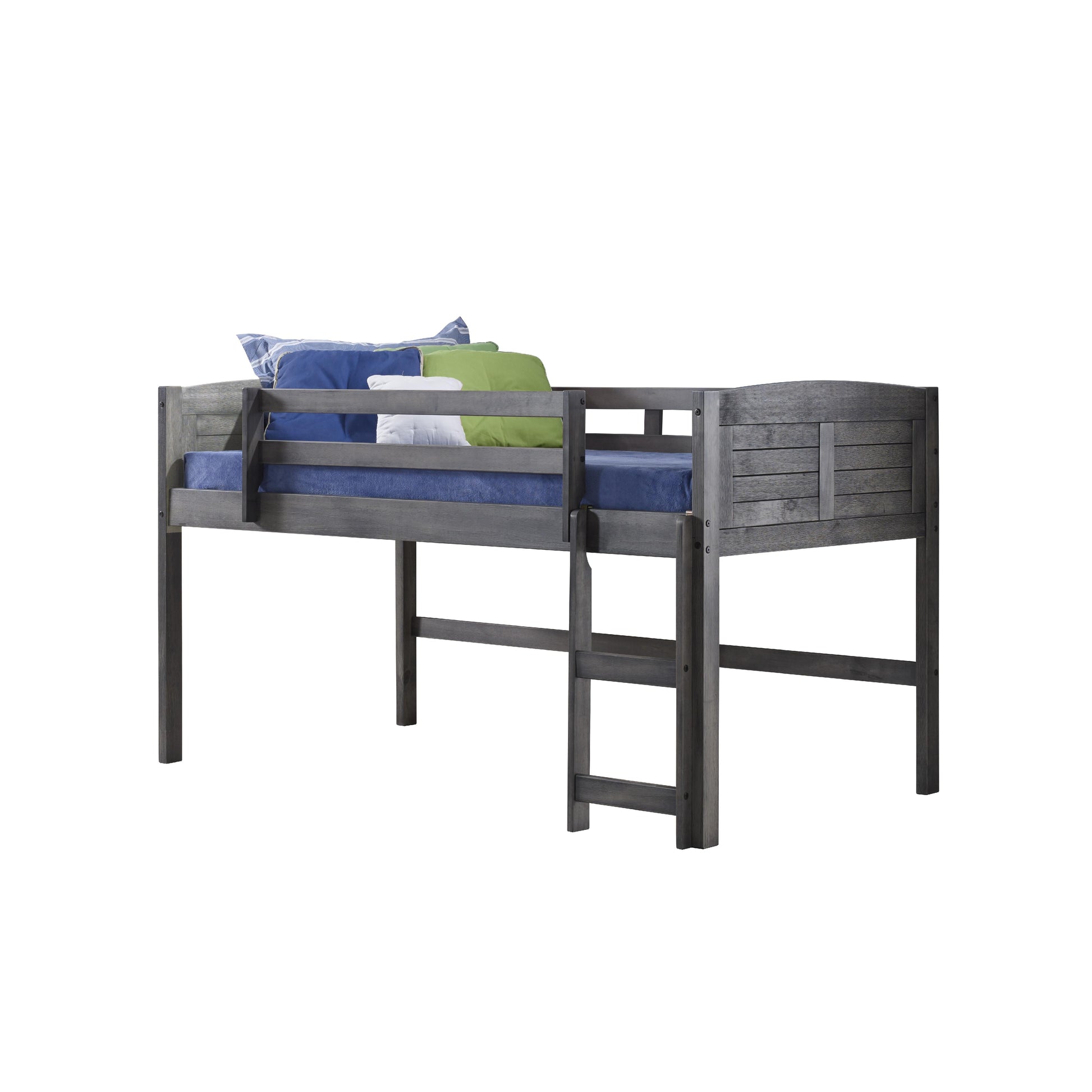  Donco Trading Company Louver 790-AAG Twin Low Loft Bed - Antique Grey IMAGE 3