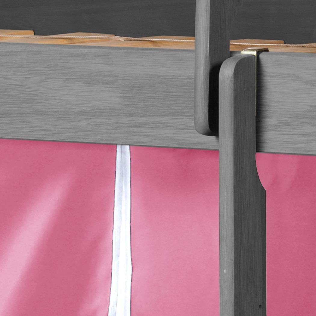  Donco Trading Company Louver 790-AAG_750C-TP_785-AG Twin Low Loft Bed with Slide & Tent - Antique Grey/Pink IMAGE 1