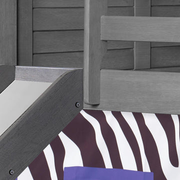  Donco Trading Company Louver 790-AAG_750C-TZ_785-AG Twin Low Loft Bed with Slide & Tent - Antique Grey/Zebra IMAGE 1