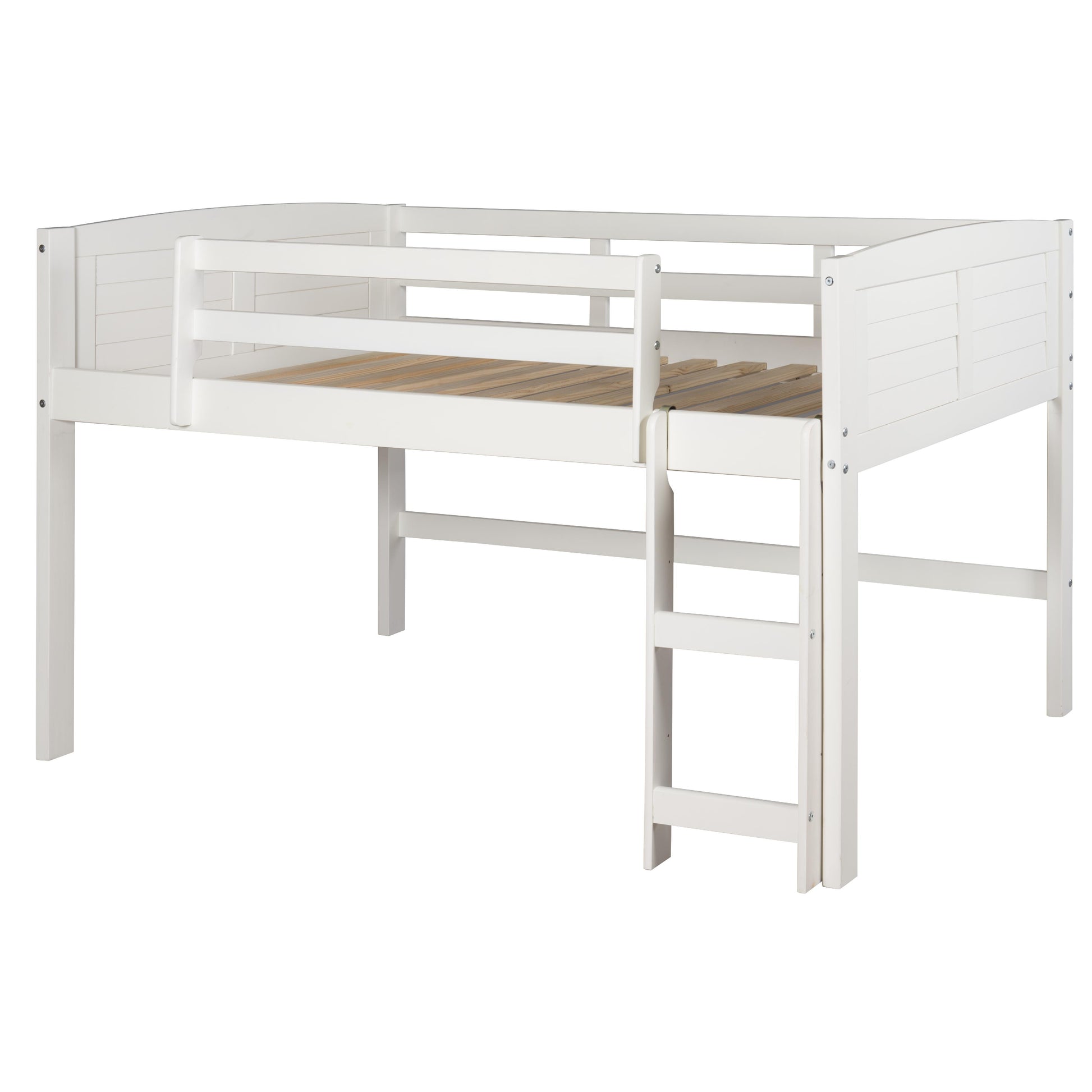  Donco Trading Company Louver 790-ATW Twin Low Loft Bed - White IMAGE 1