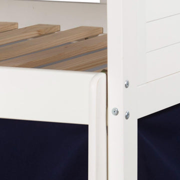  Donco Trading Company Louver 790-ATW_750C-TB Twin Low Loft Bed with Tent - White/Blue IMAGE 1