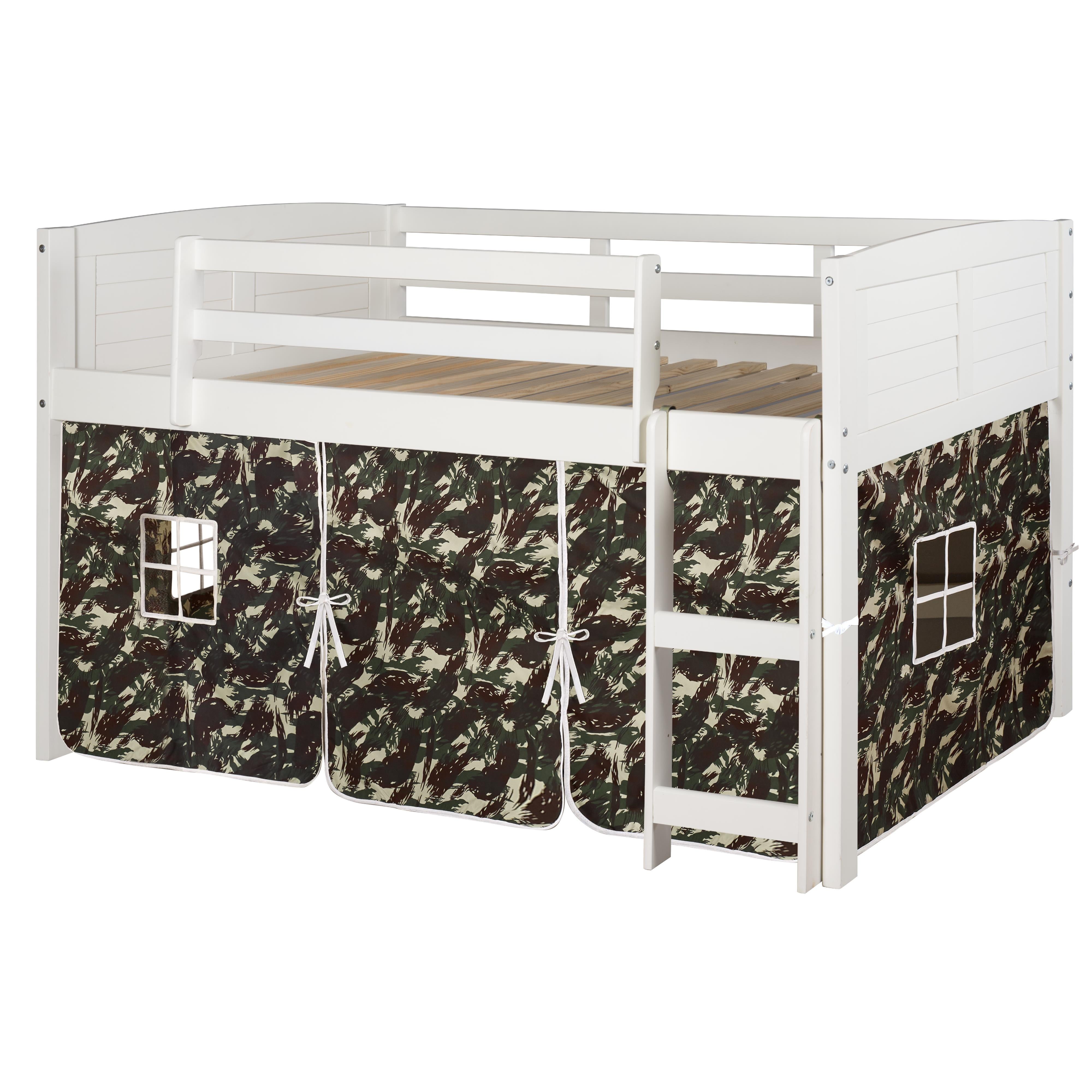  Donco Trading Company Louver 790-ATW_750C-TC Twin Low Loft Bed with Tent - White/Camo IMAGE 4
