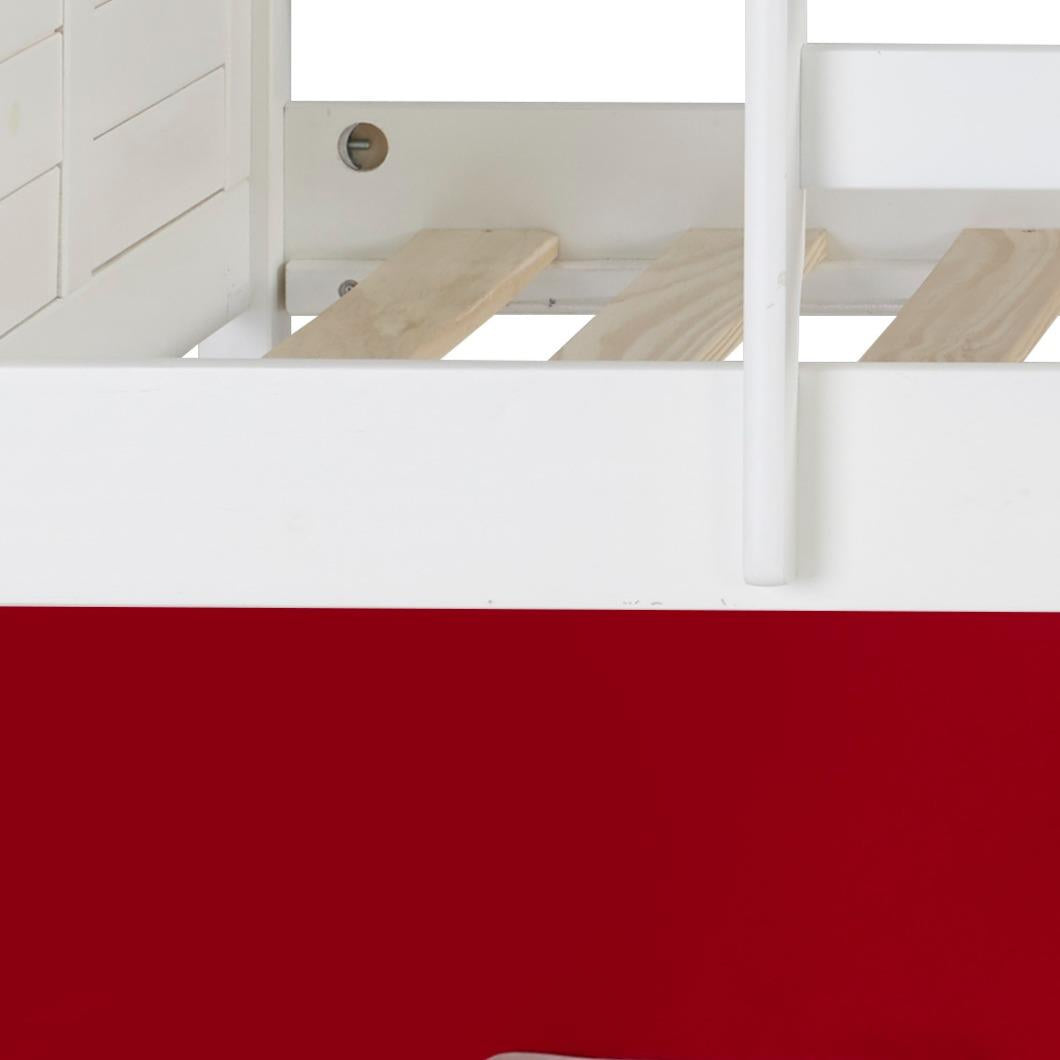  Donco Trading Company Louver 790-ATW_750C-TR Twin Low Loft Bed with Tent - White/Red IMAGE 1