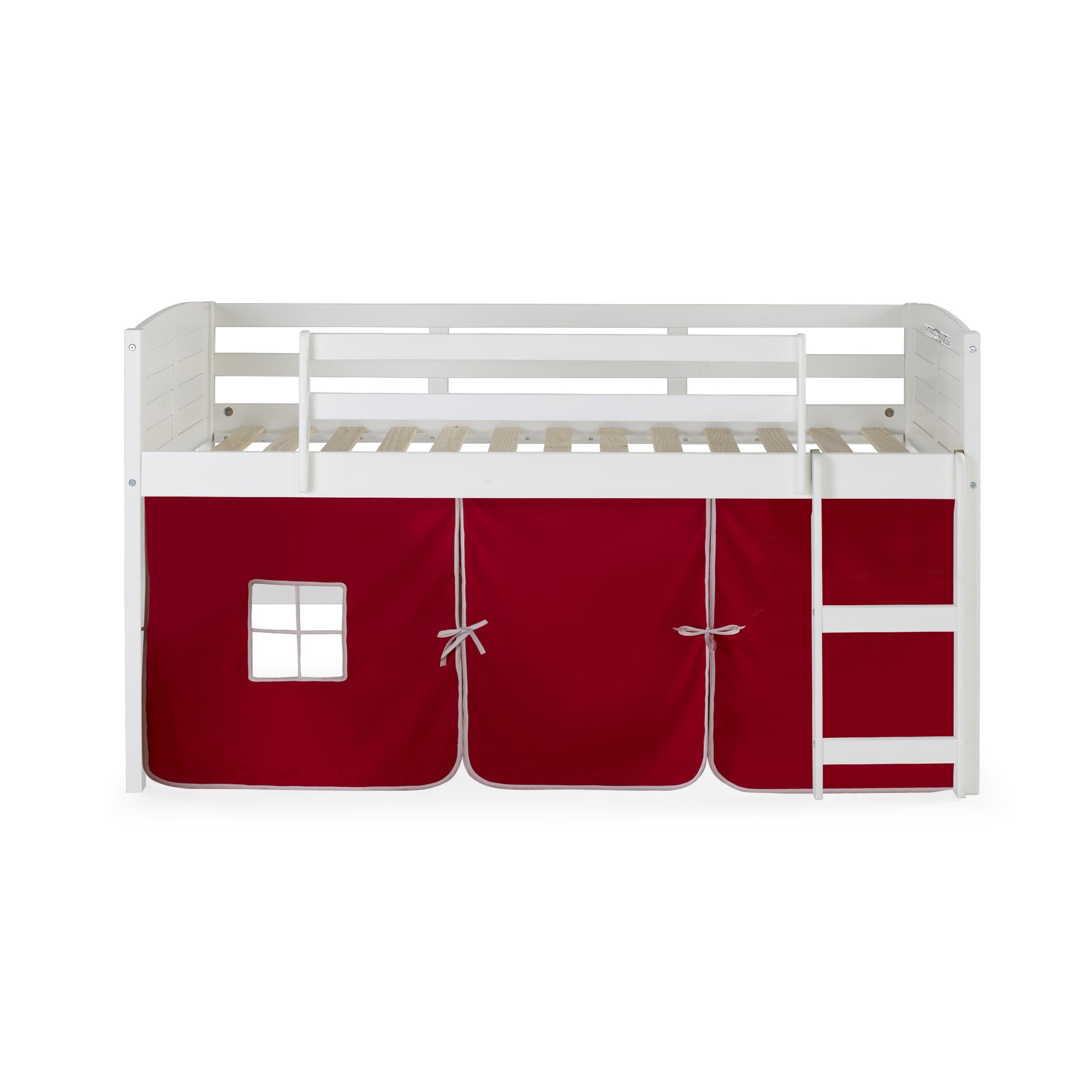  Donco Trading Company Louver 790-ATW_750C-TR Twin Low Loft Bed with Tent - White/Red IMAGE 4