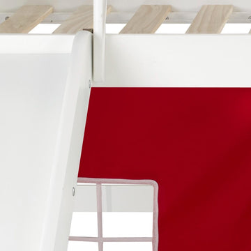  Donco Trading Company Louver 790-ATW_750C-TR_785-W Twin Low Loft Bed with Slide & Tent - White/Red IMAGE 1