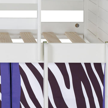  Donco Trading Company Louver 790-ATW_750C-TZ Twin Low Loft Bed with Tent - White/Zebra IMAGE 1